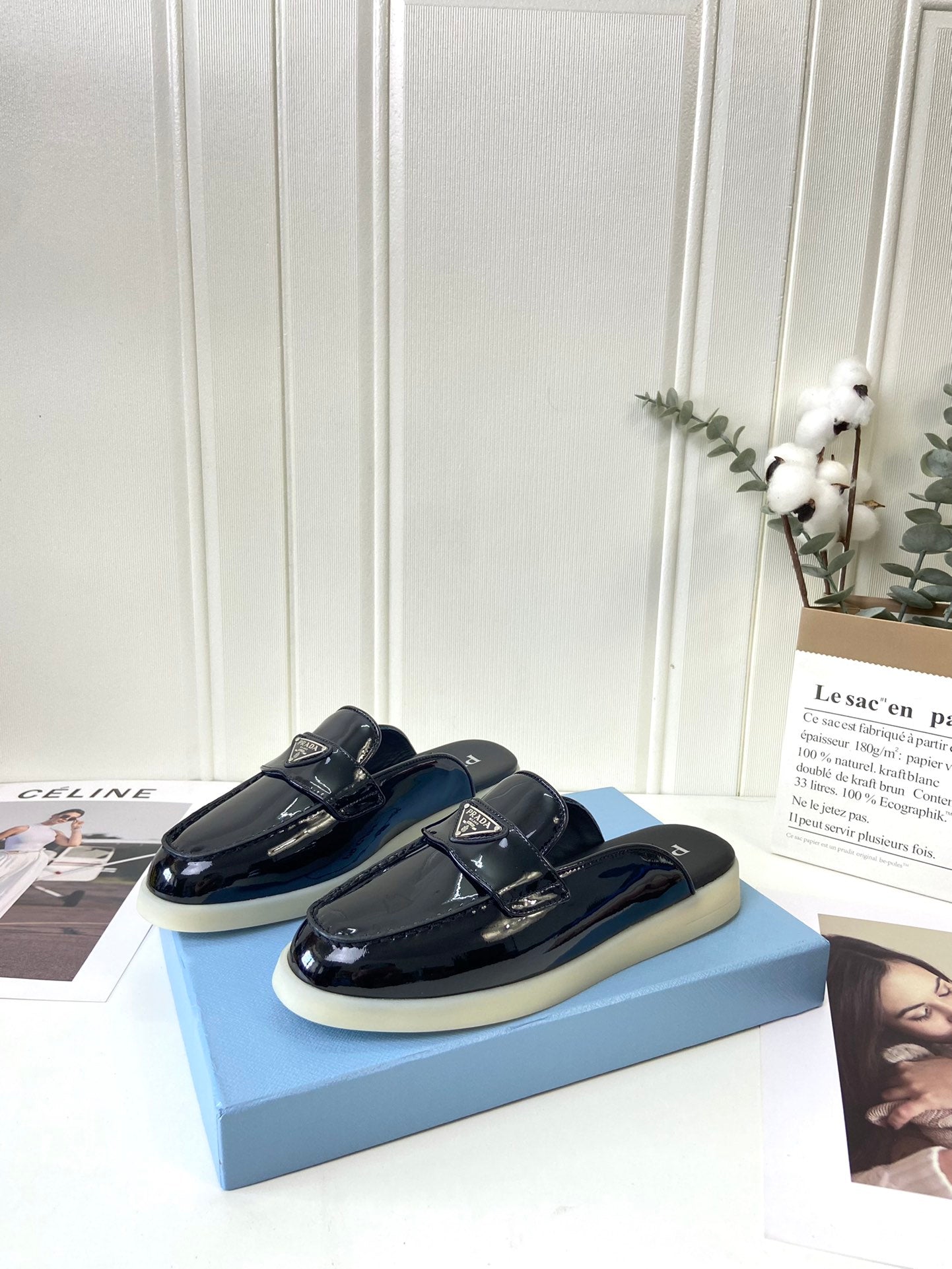 Prada Silhouette Mule Black Patent Leather 839204