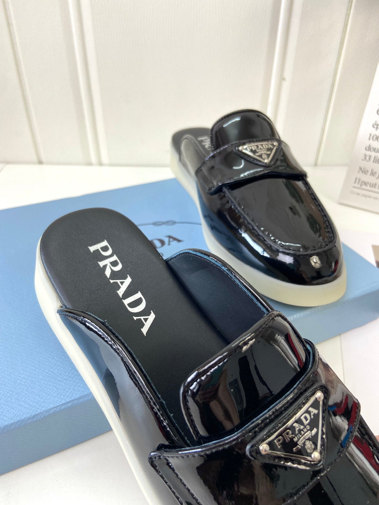 Prada Silhouette Mule Black Patent Leather 839204