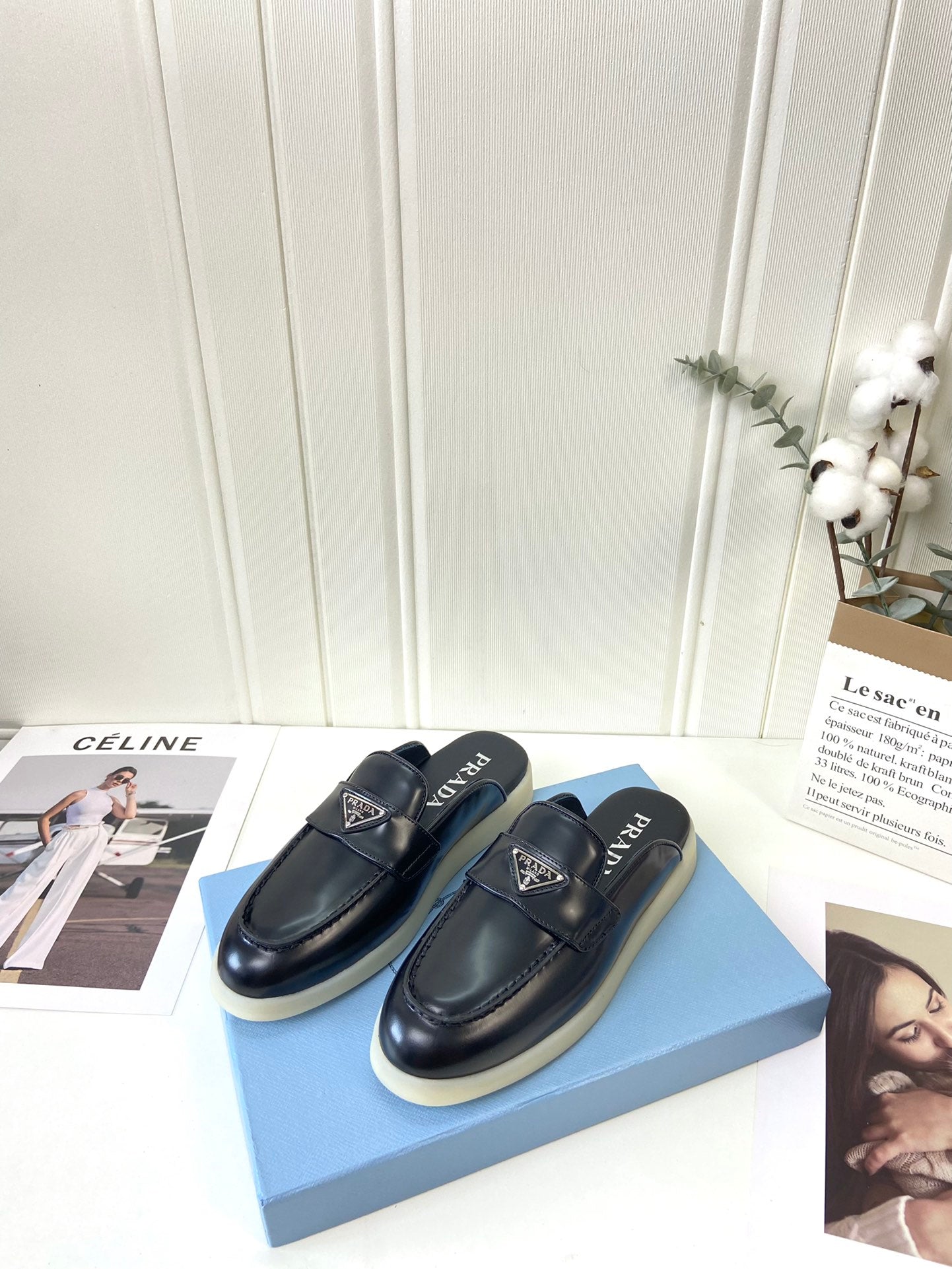 Prada Silhouette Mule Black Leather 839203