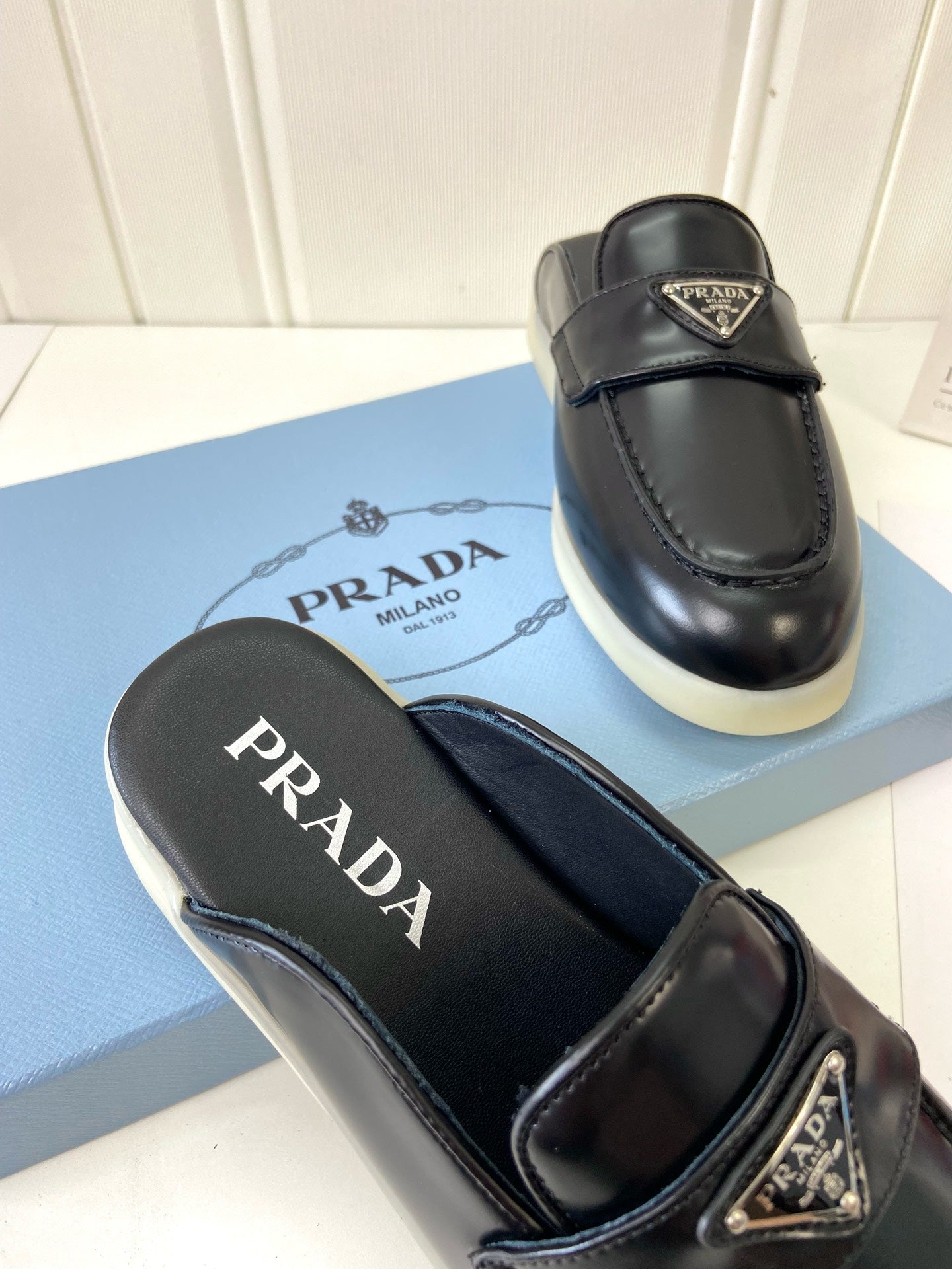 Prada Silhouette Mule Black Leather 839203