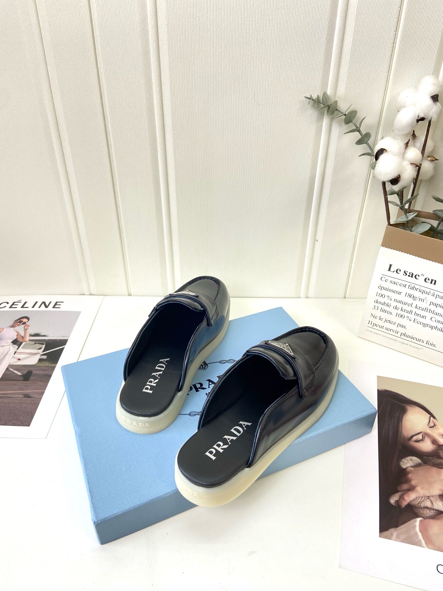 Prada Silhouette Mule Black Leather 839203