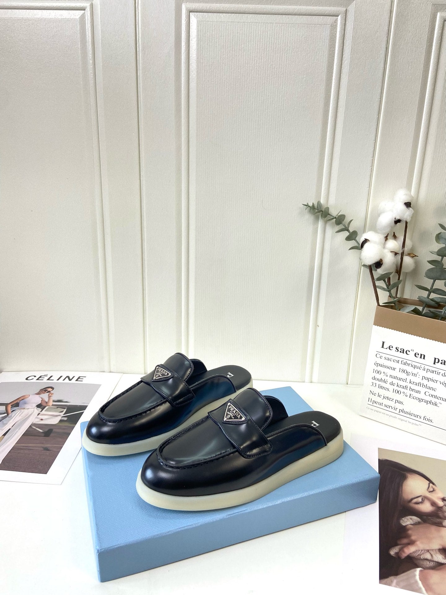 Prada Silhouette Mule Black Leather 839203