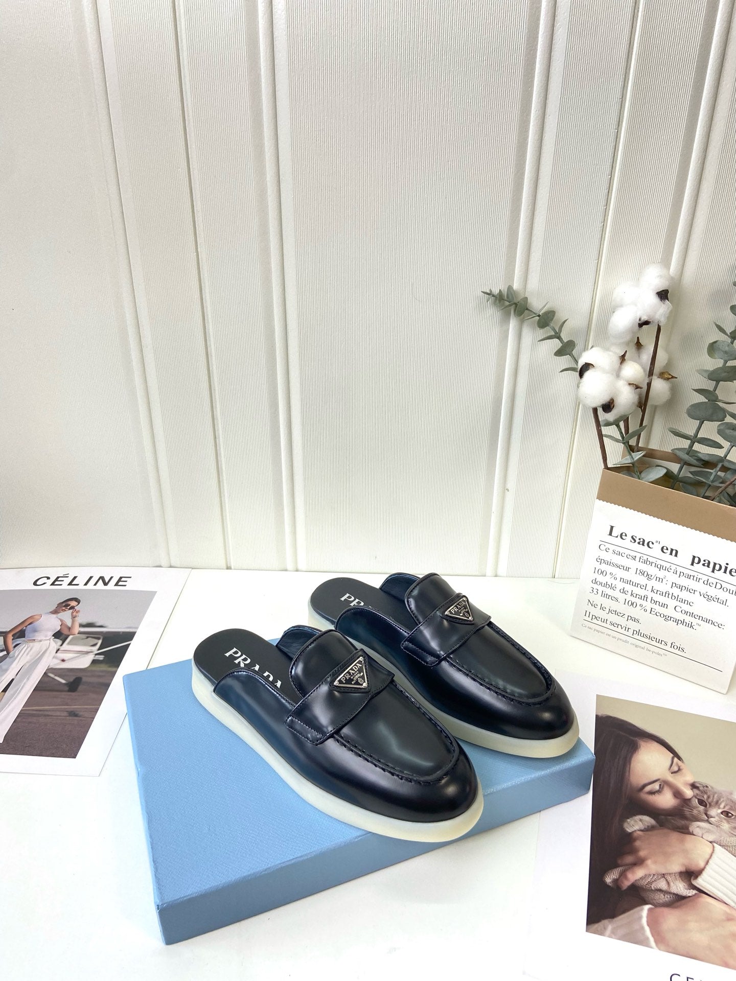 Prada Silhouette Mule Black Leather 839203