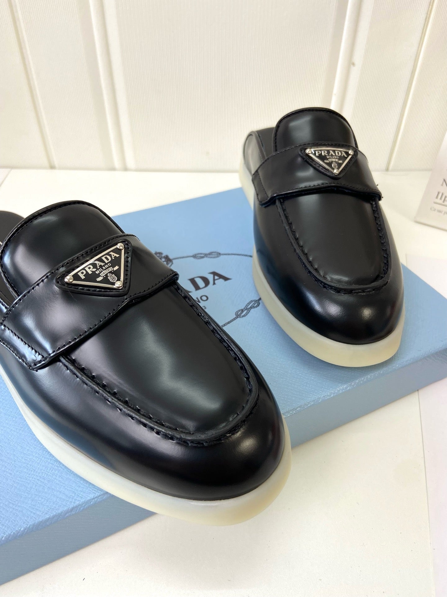 Prada Silhouette Mule Black Leather 839203