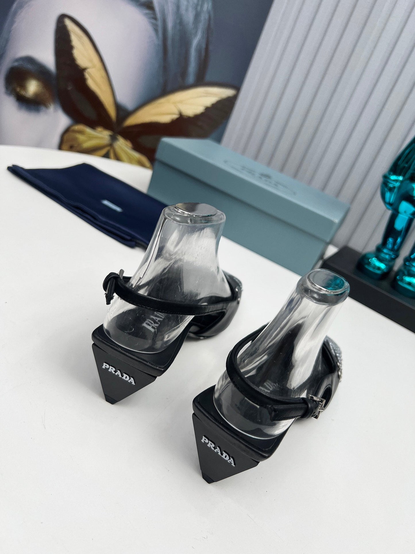 Prada 26SS Slingback 4cm Black Calfskin 680974