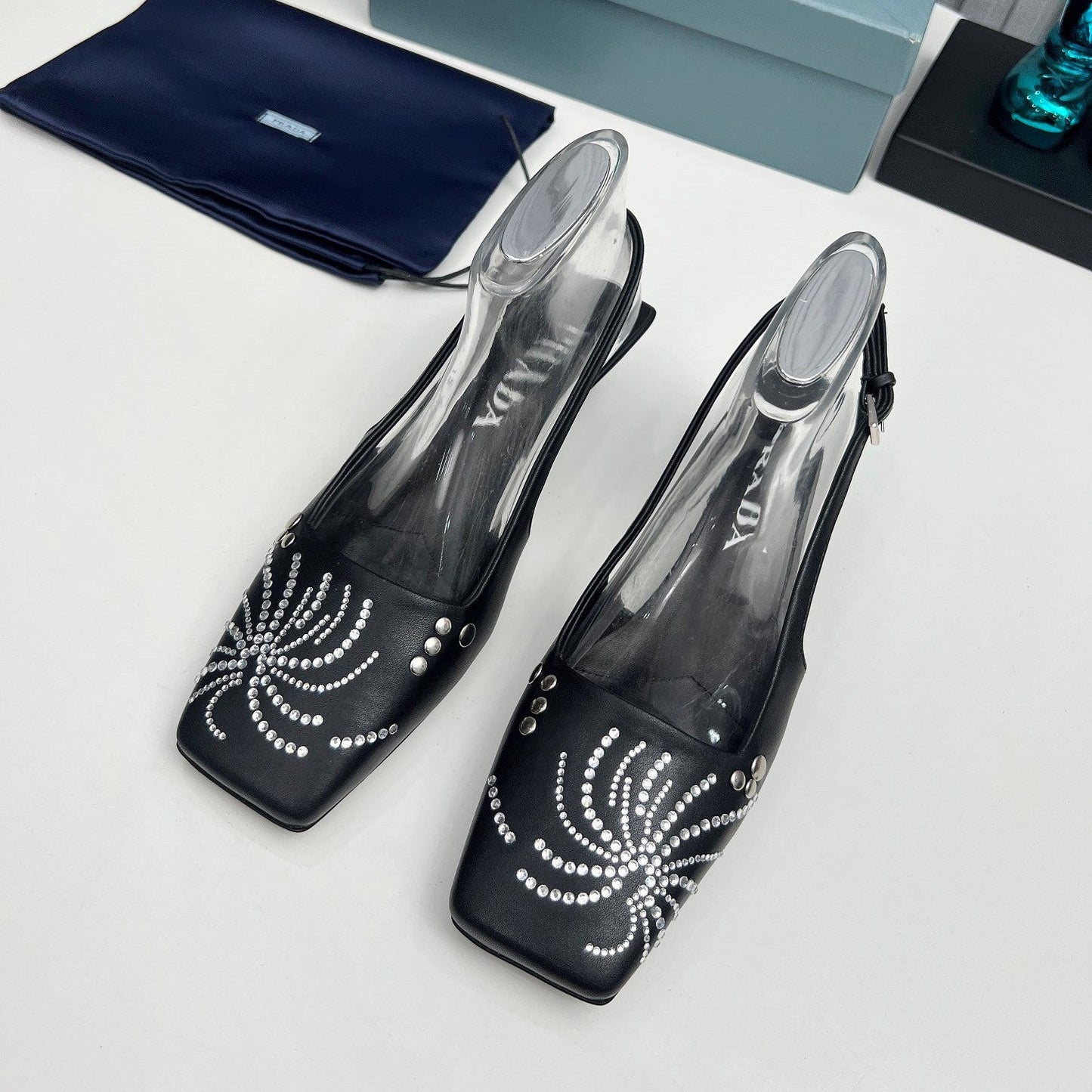 Prada 26SS Slingback 4cm Black Calfskin 680974