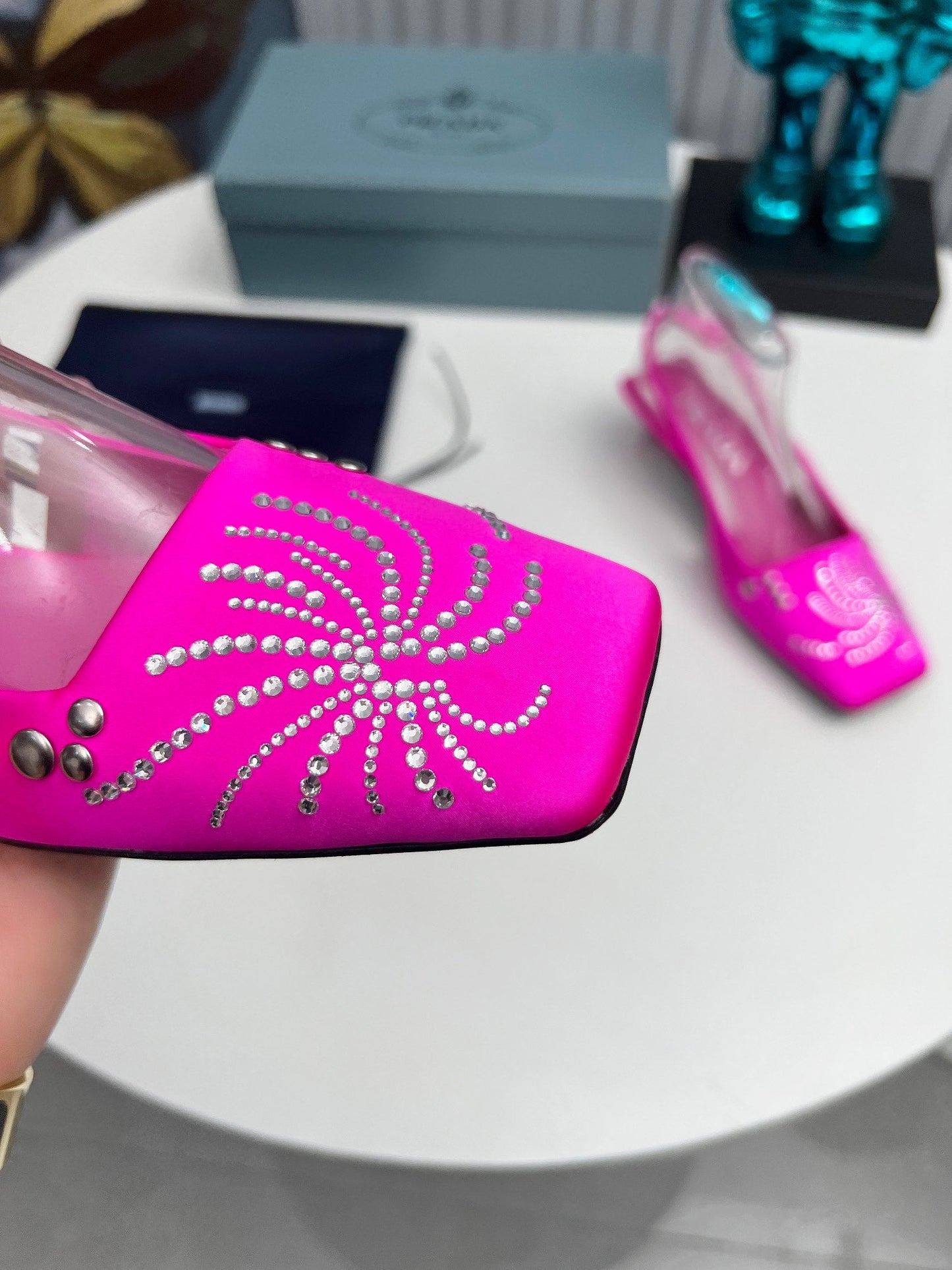 Prada 26SS Slingback 4cm Hot Pink Satin 680975