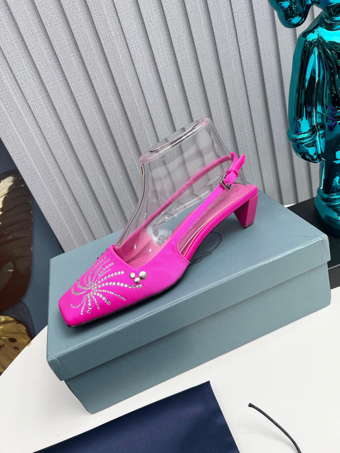 Prada 26SS Slingback 4cm Hot Pink Satin 680975