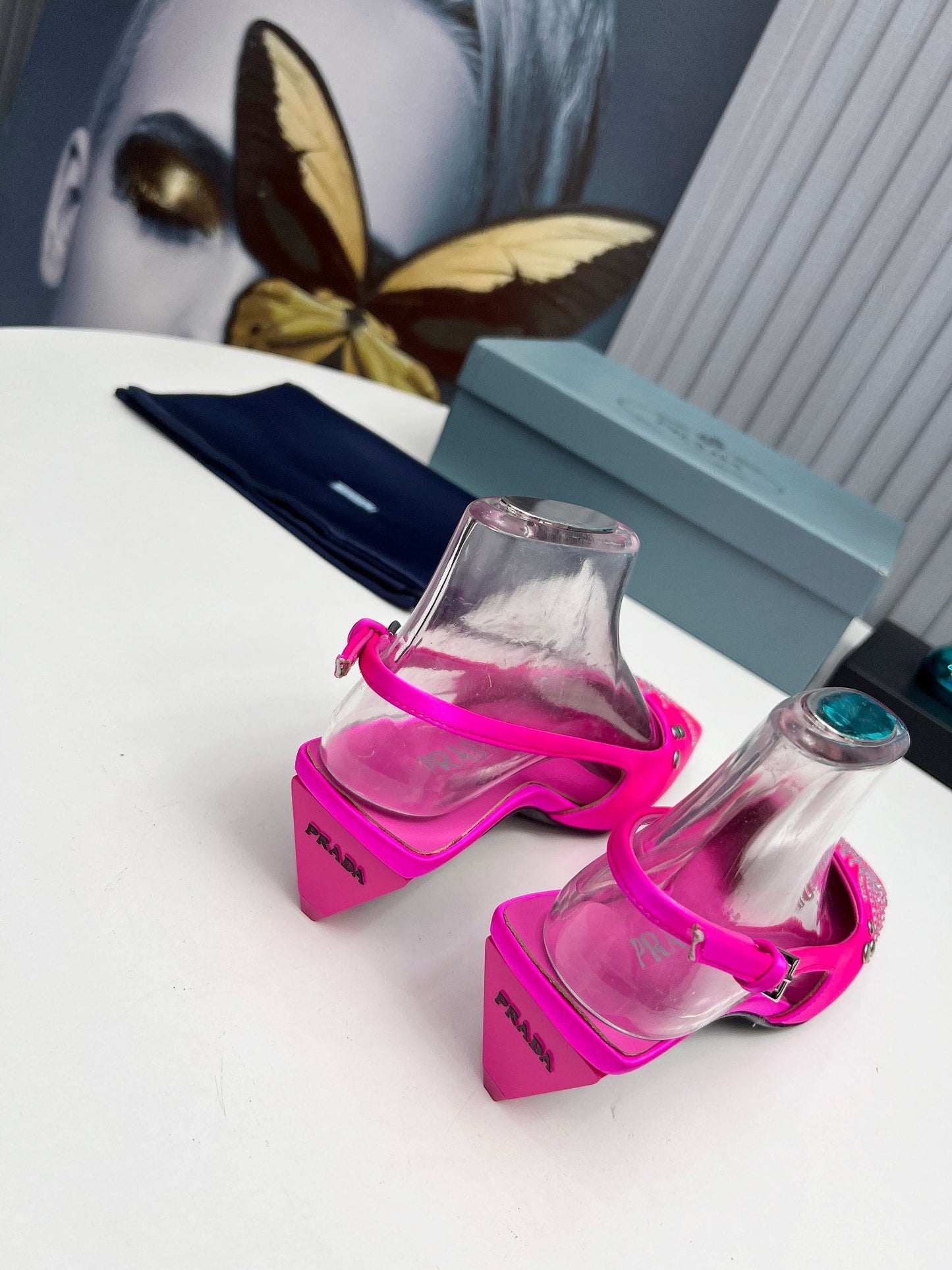 Prada 26SS Slingback 4cm Hot Pink Satin 680975