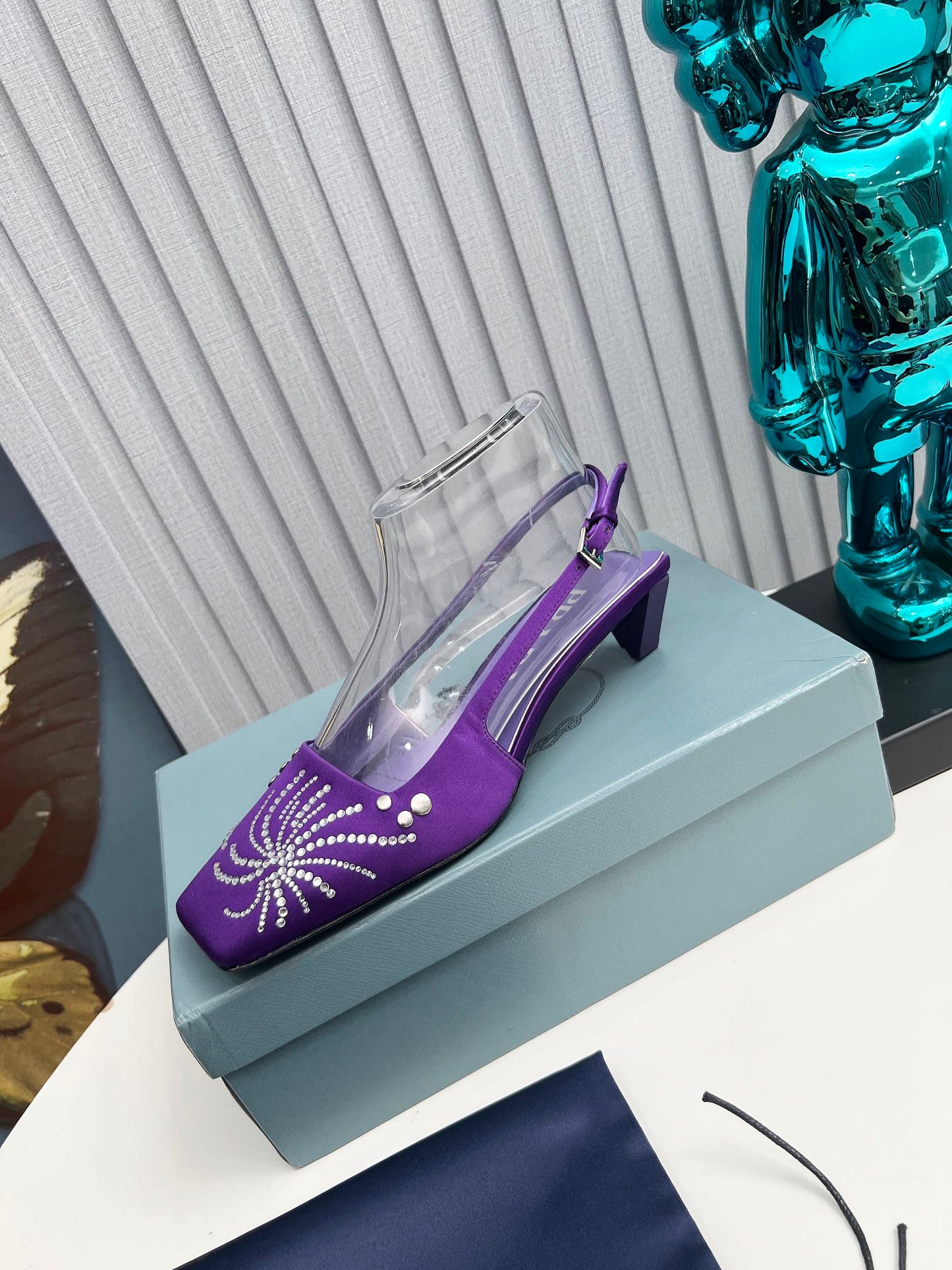 Prada 26SS Slingback 4cm Purple Satin 680976
