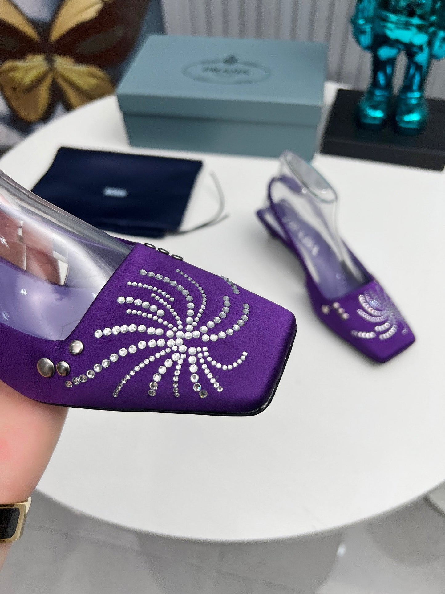 Prada 26SS Slingback 4cm Purple Satin 680976