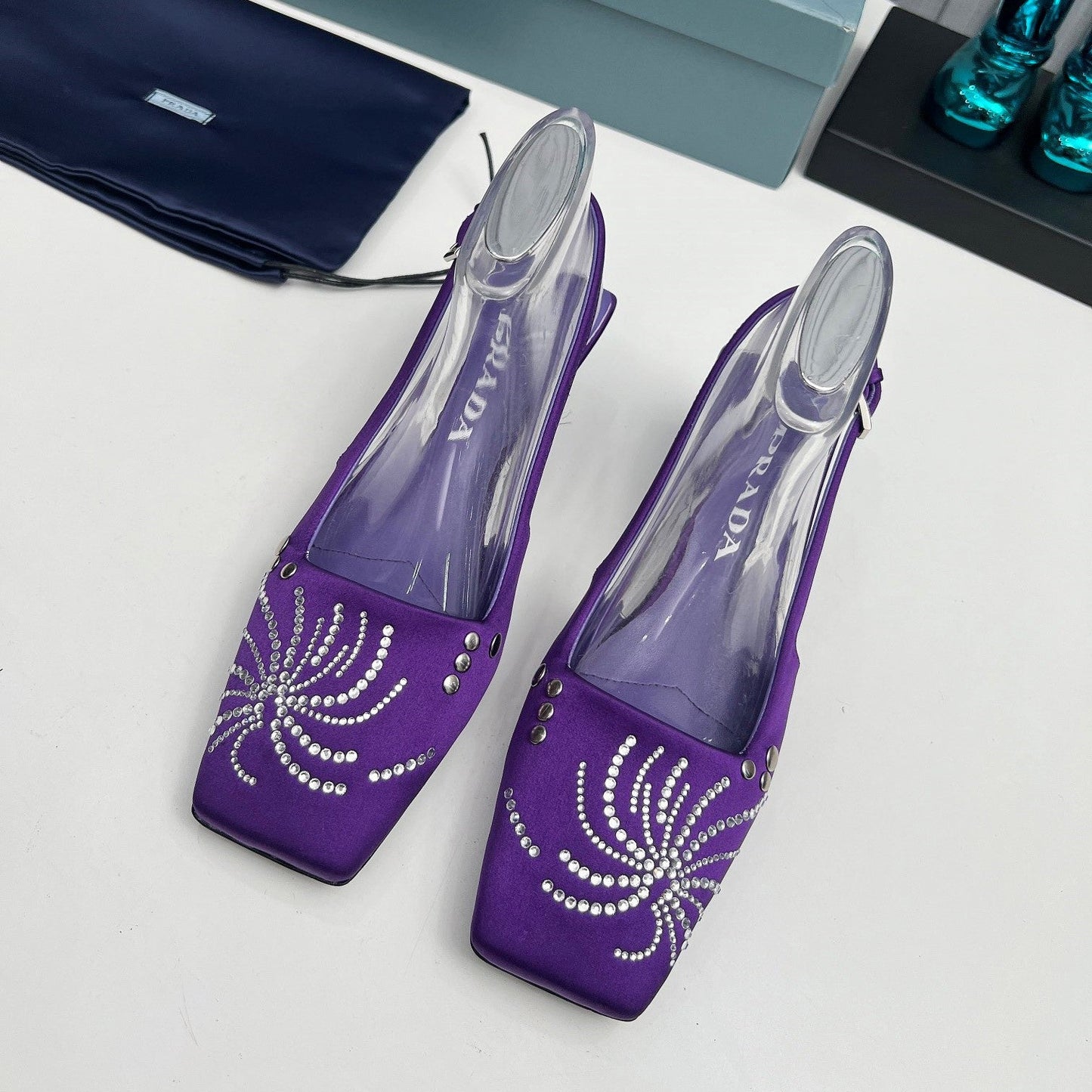 Prada 26SS Slingback 4cm Purple Satin 680976