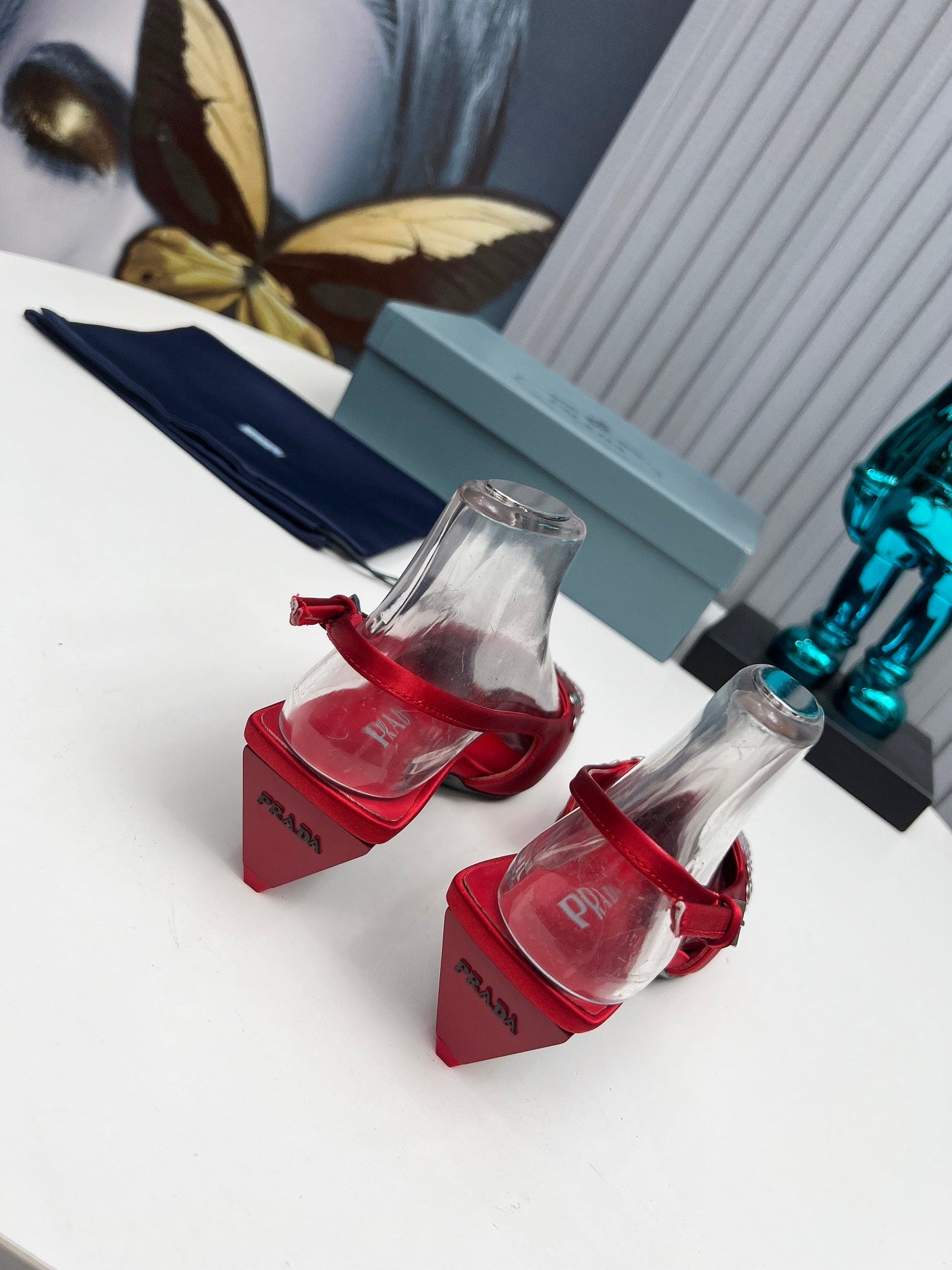 Prada 26SS Slingback 4cm Red Satin 680978