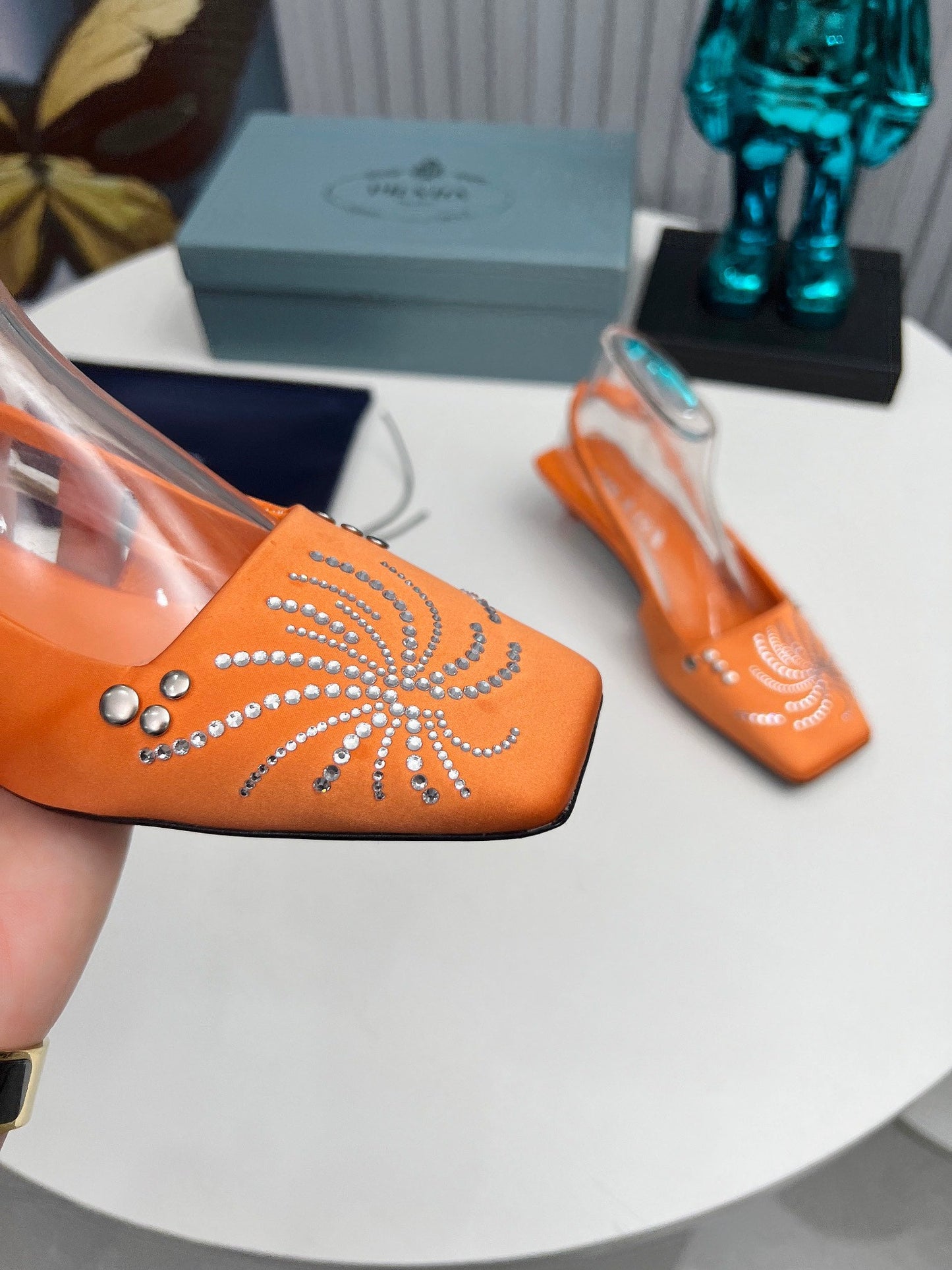 Prada 26SS Slingback 4cm Orange Satin 680979