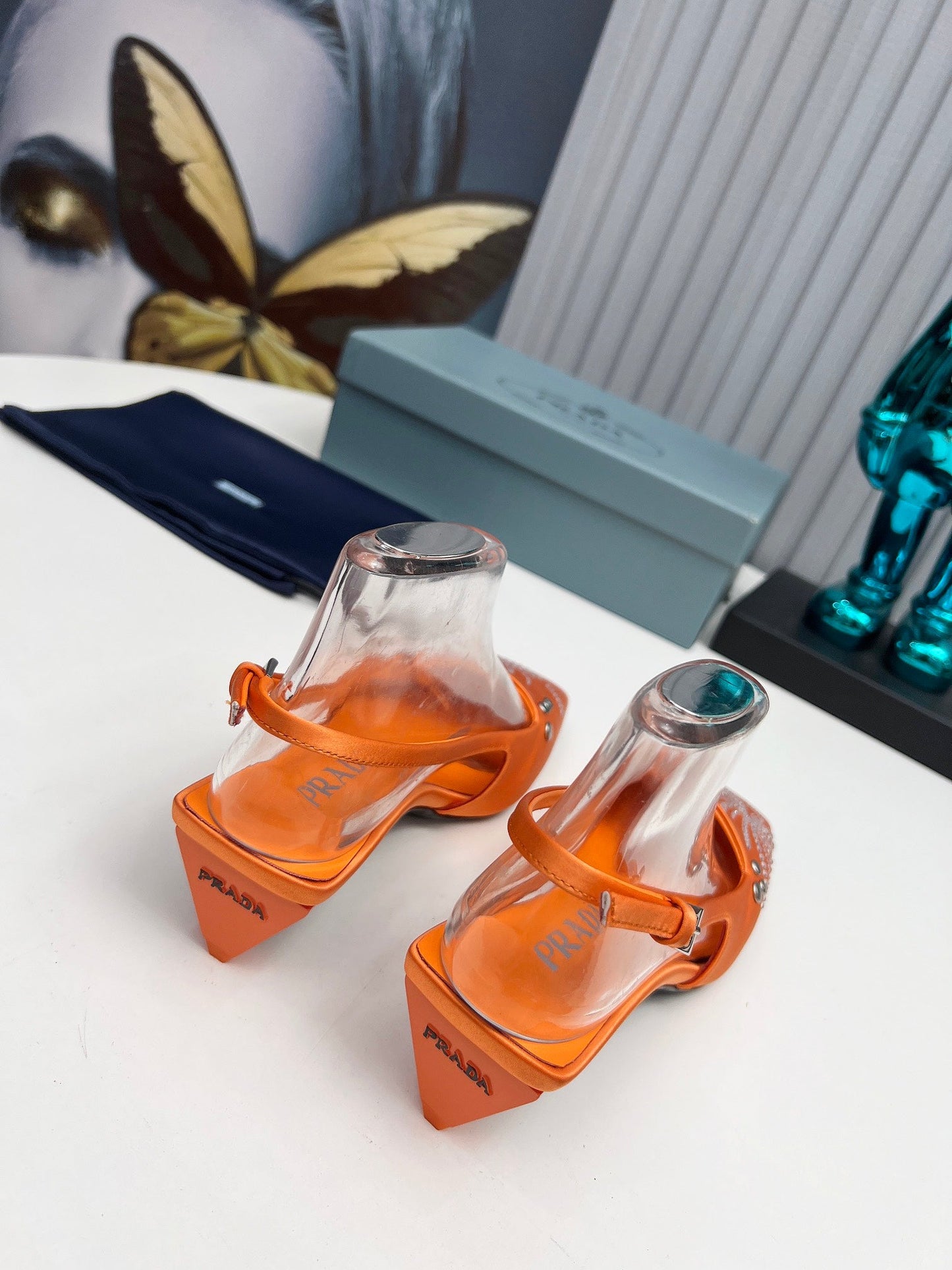 Prada 26SS Slingback 4cm Orange Satin 680979