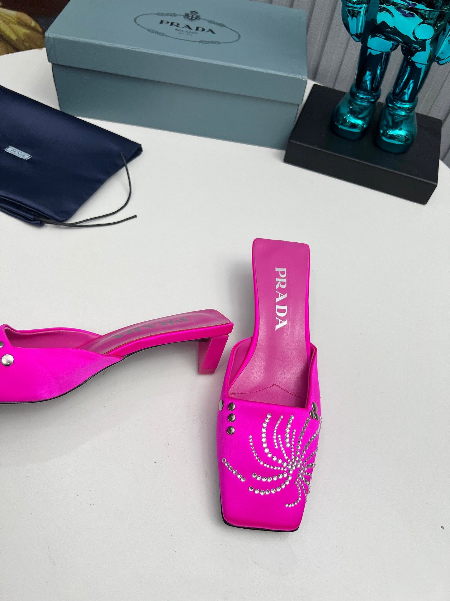 Prada 26SS Sandal 4cm Hot Pink Satin 680966