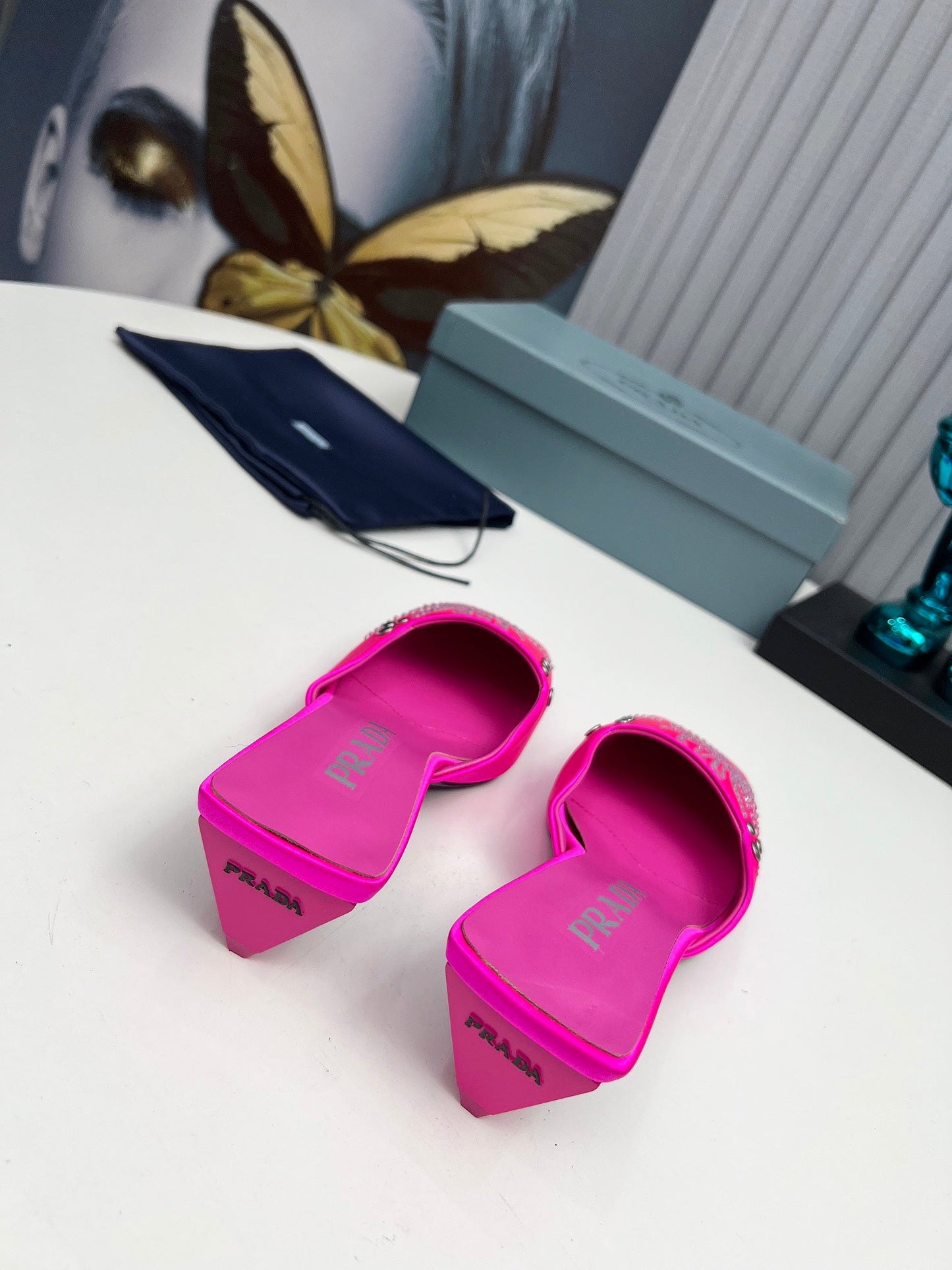 Prada 26SS Sandal 4cm Hot Pink Satin 680966