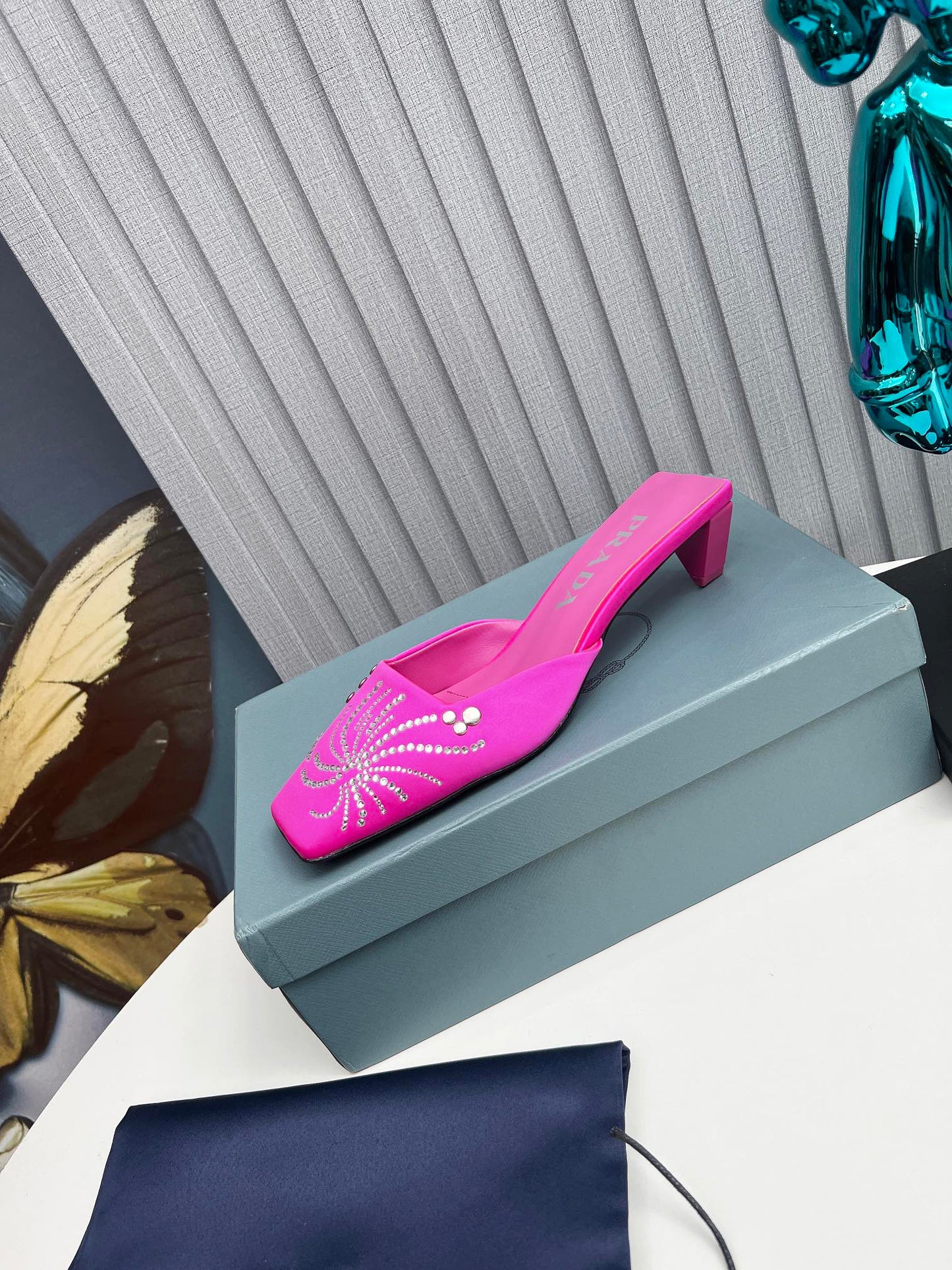 Prada 26SS Sandal 4cm Hot Pink Satin 680966