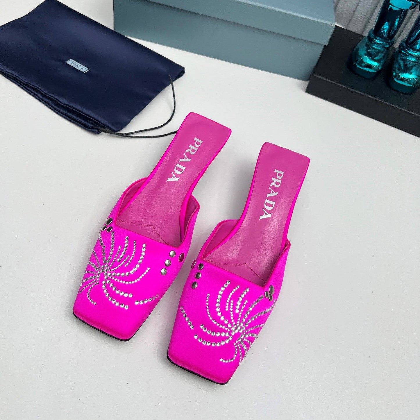 Prada 26SS Sandal 4cm Hot Pink Satin 680966