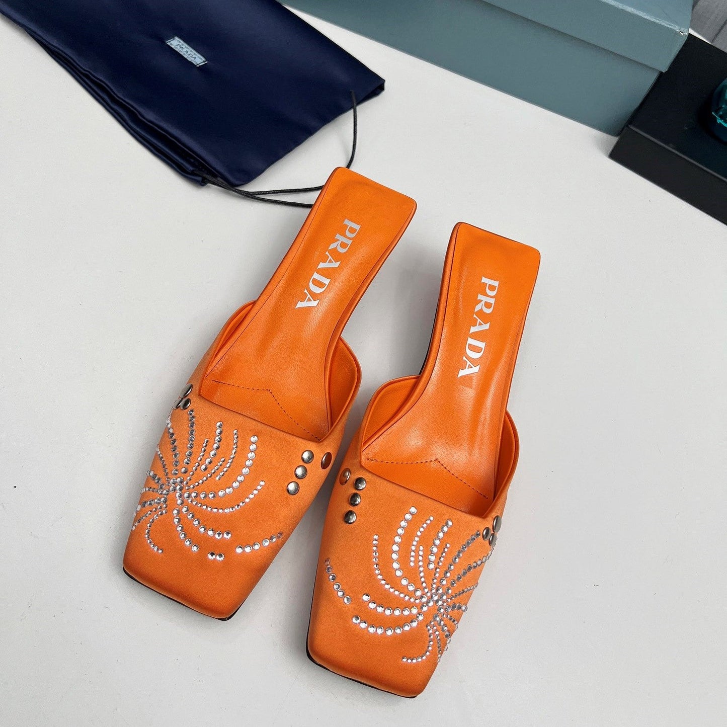 Prada 26SS Sandal 4cm Orange Satin 680967