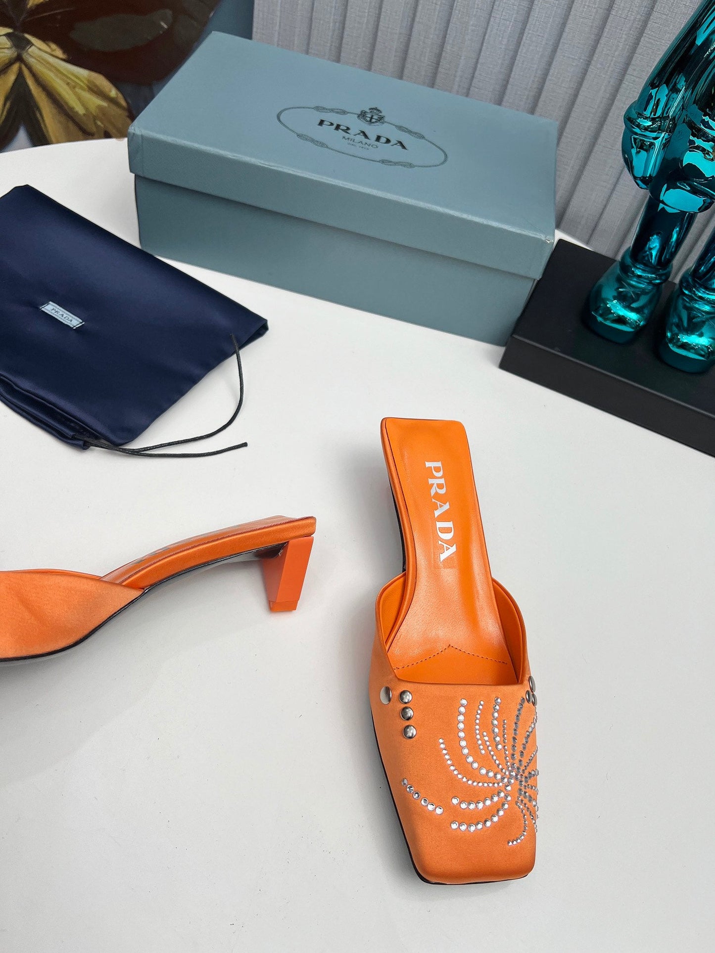 Prada 26SS Sandal 4cm Orange Satin 680967