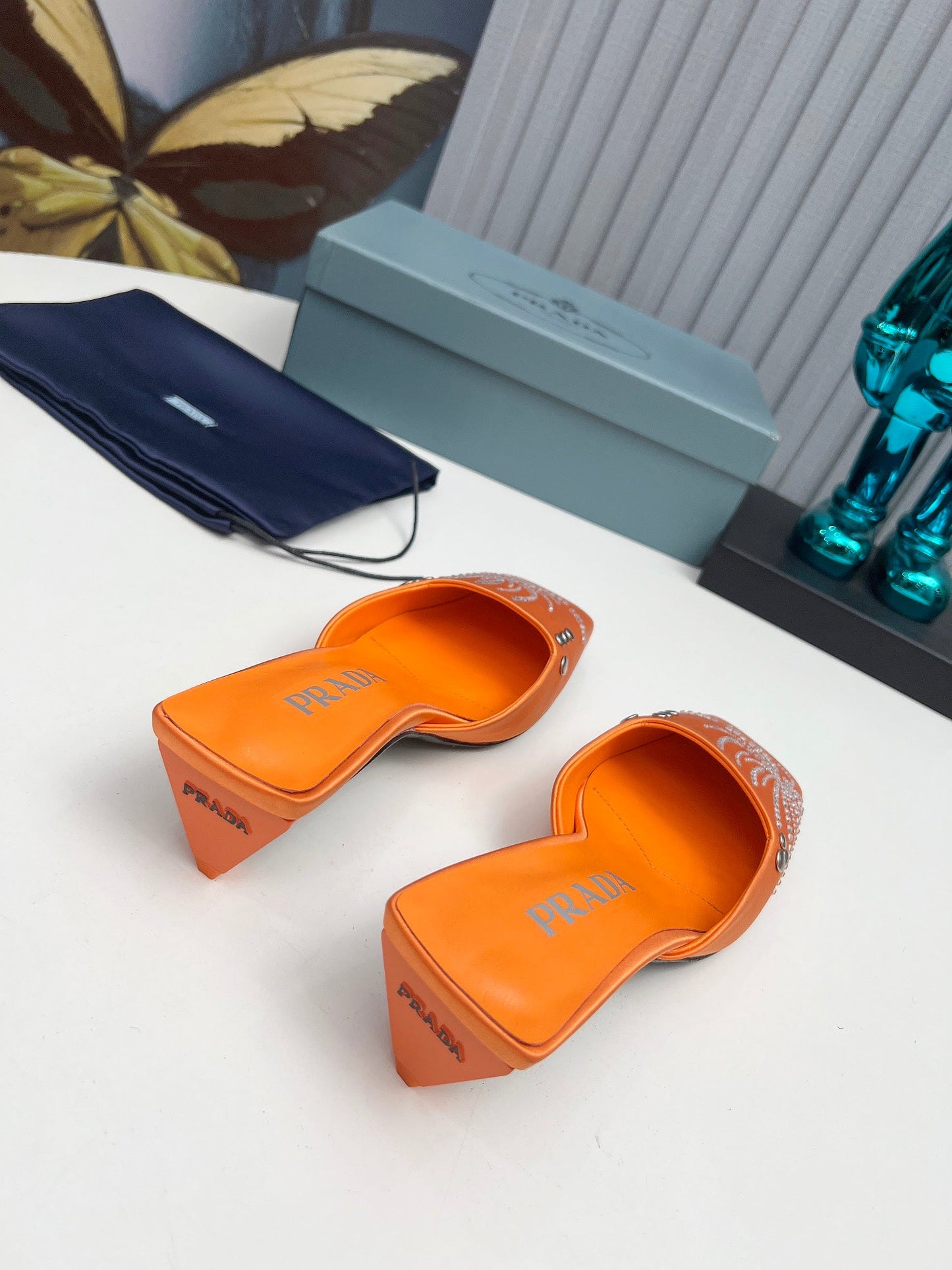 Prada 26SS Sandal 4cm Orange Satin 680967