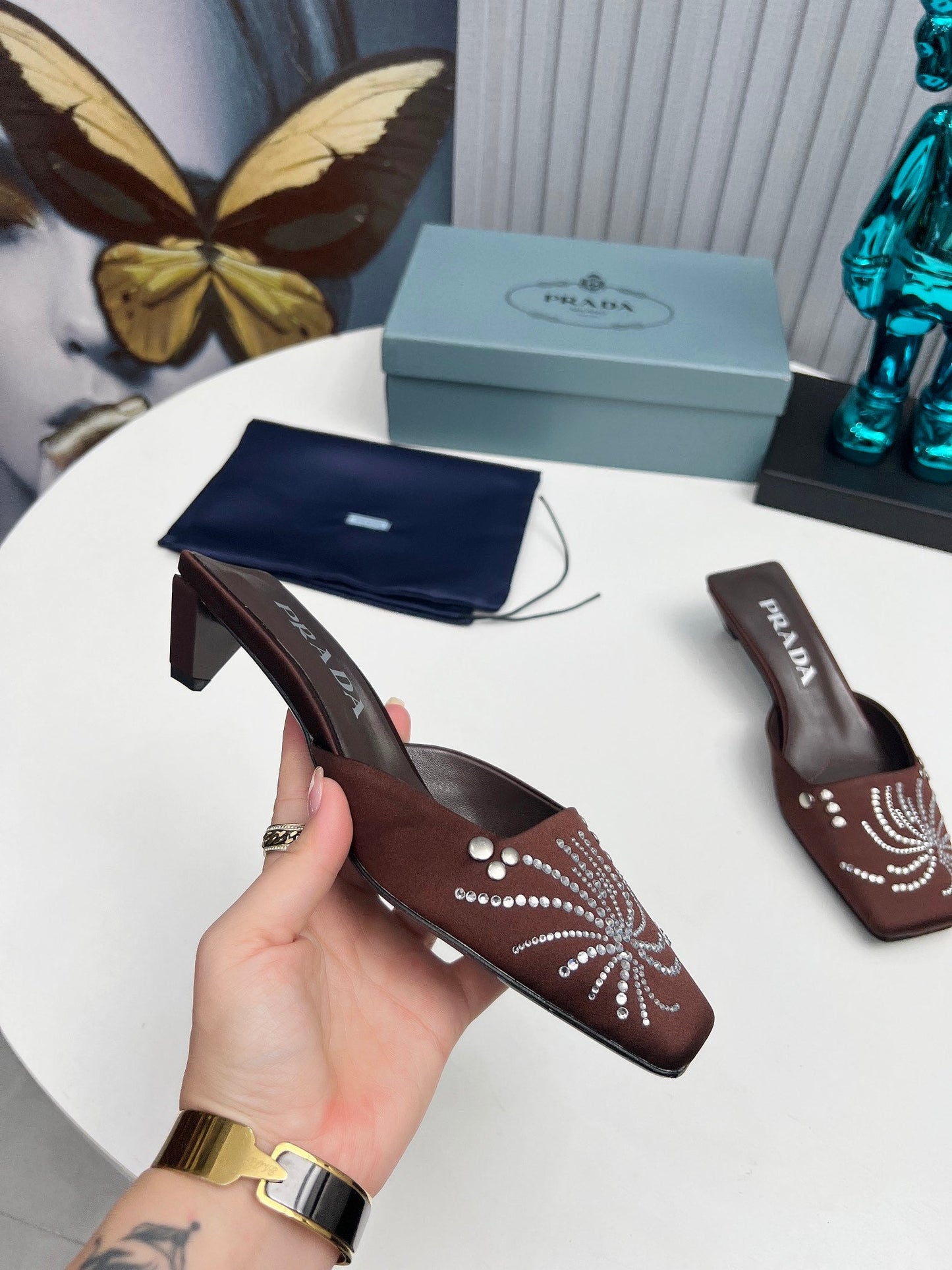 Prada 26SS Sandal 4cm Chocolate Satin 680969