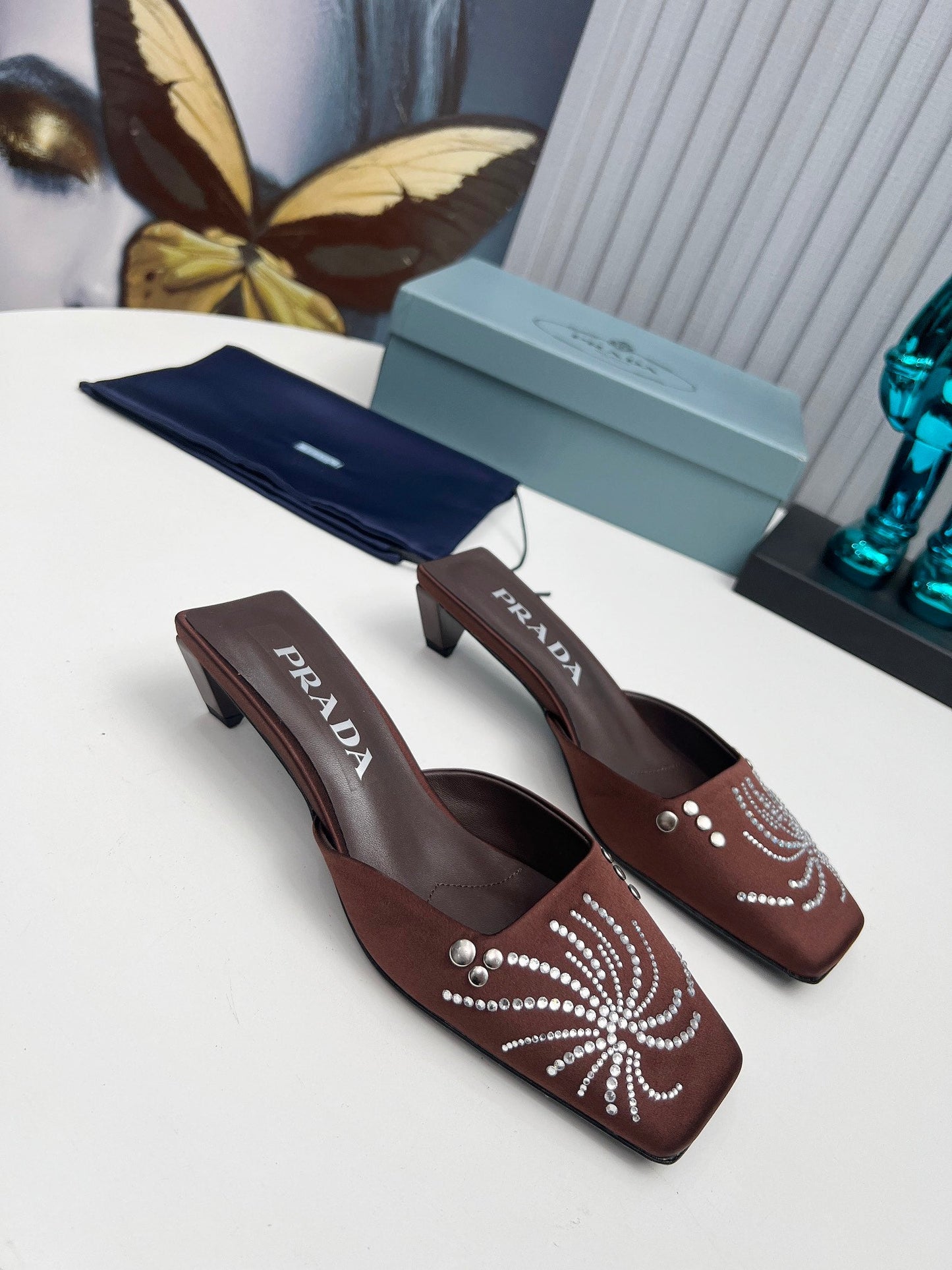 Prada 26SS Sandal 4cm Chocolate Satin 680969