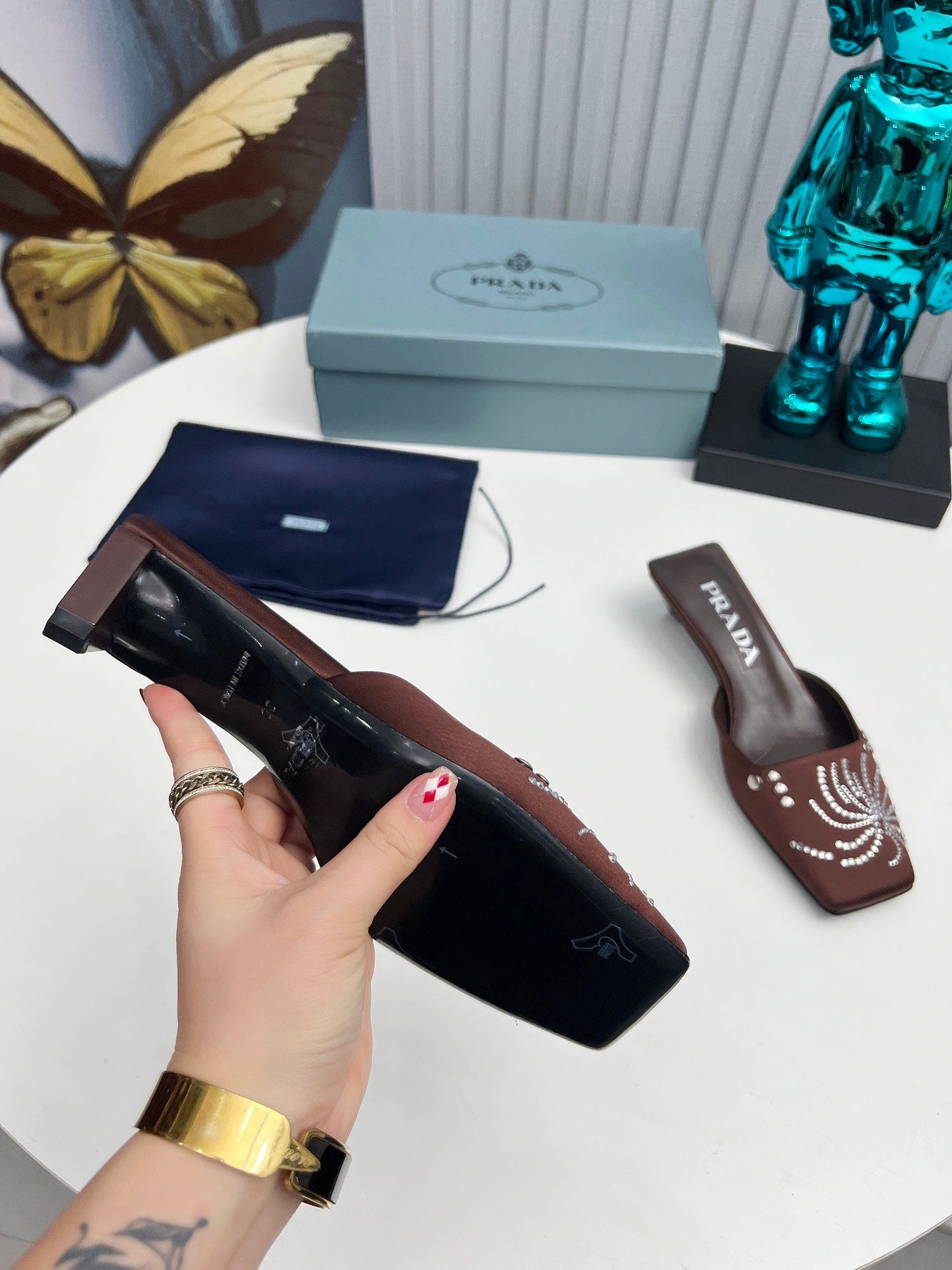 Prada 26SS Sandal 4cm Chocolate Satin 680969