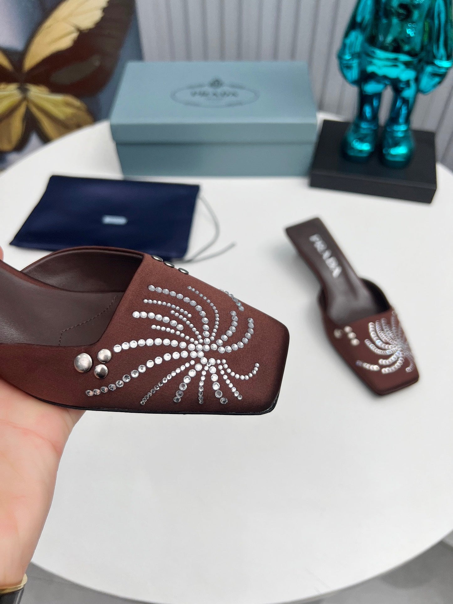 Prada 26SS Sandal 4cm Chocolate Satin 680969