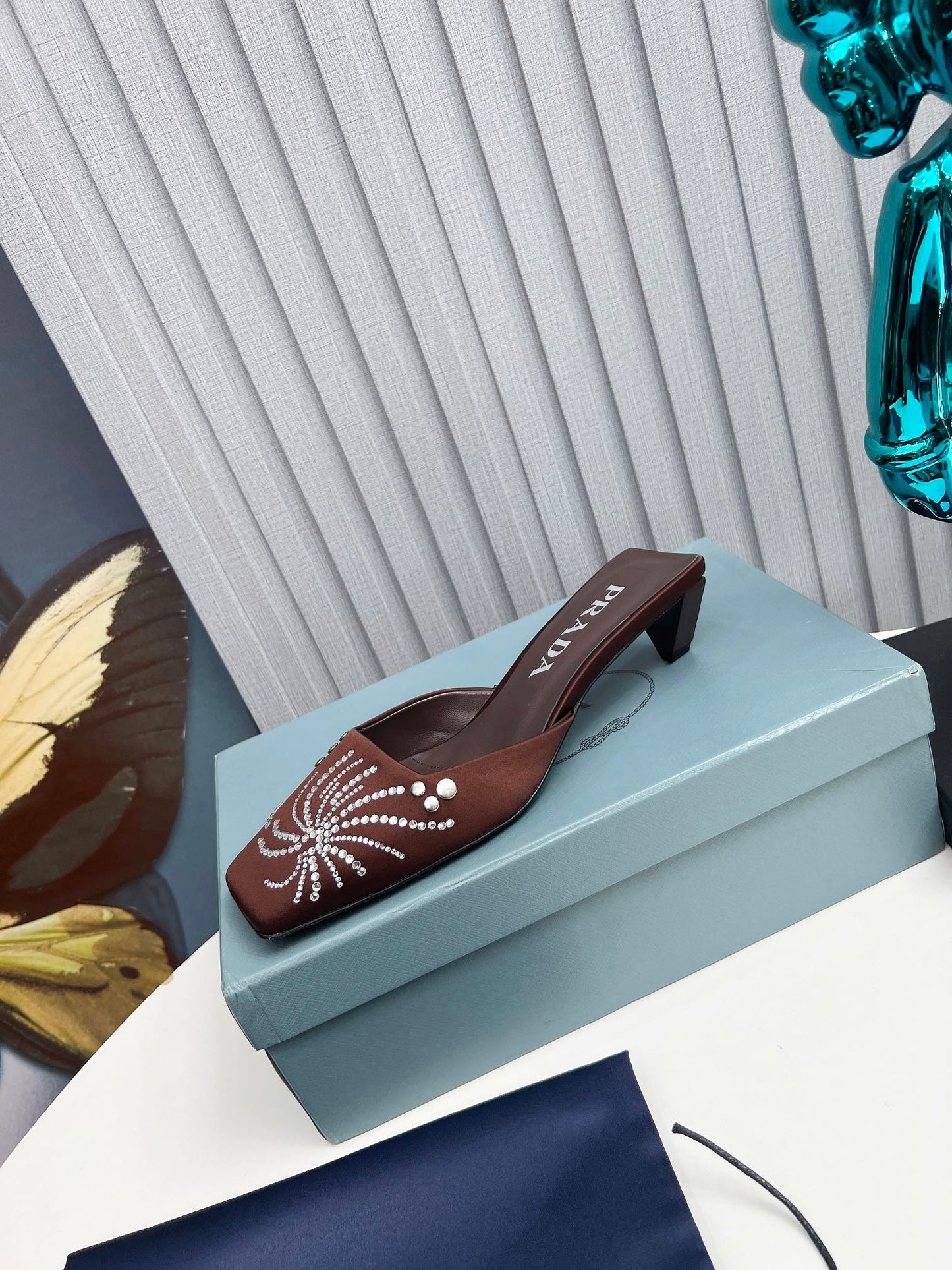 Prada 26SS Sandal 4cm Chocolate Satin 680969