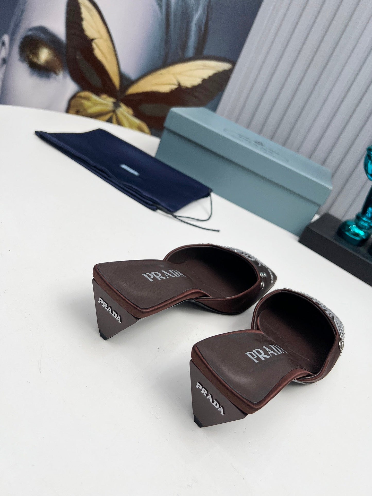 Prada 26SS Sandal 4cm Chocolate Satin 680969