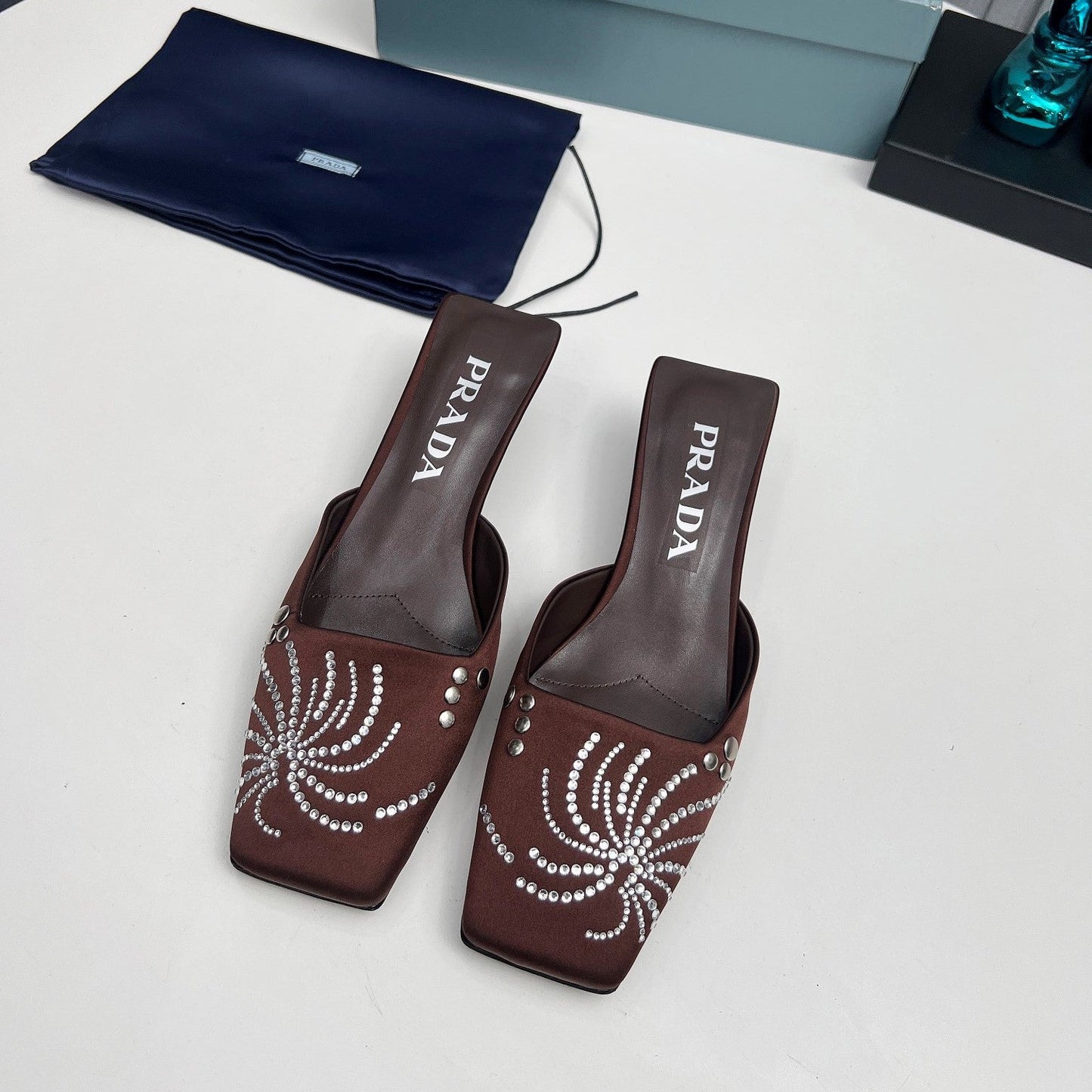 Prada 26SS Sandal 4cm Chocolate Satin 680969
