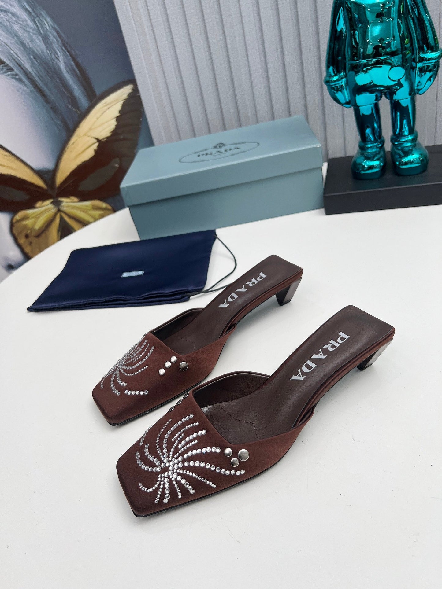 Prada 26SS Sandal 4cm Chocolate Satin 680969