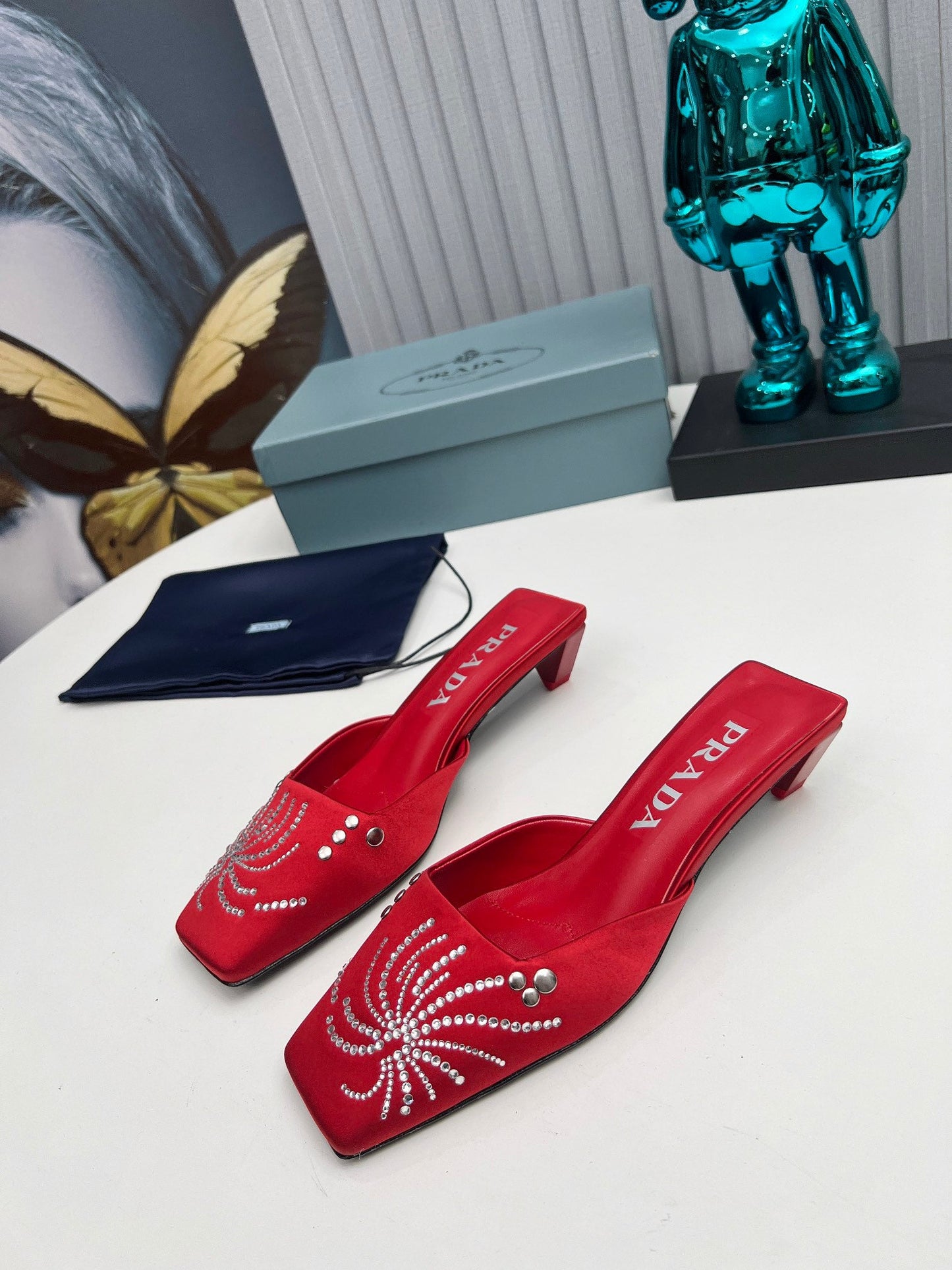 Prada 26SS Sandal 4cm Red Satin 680970