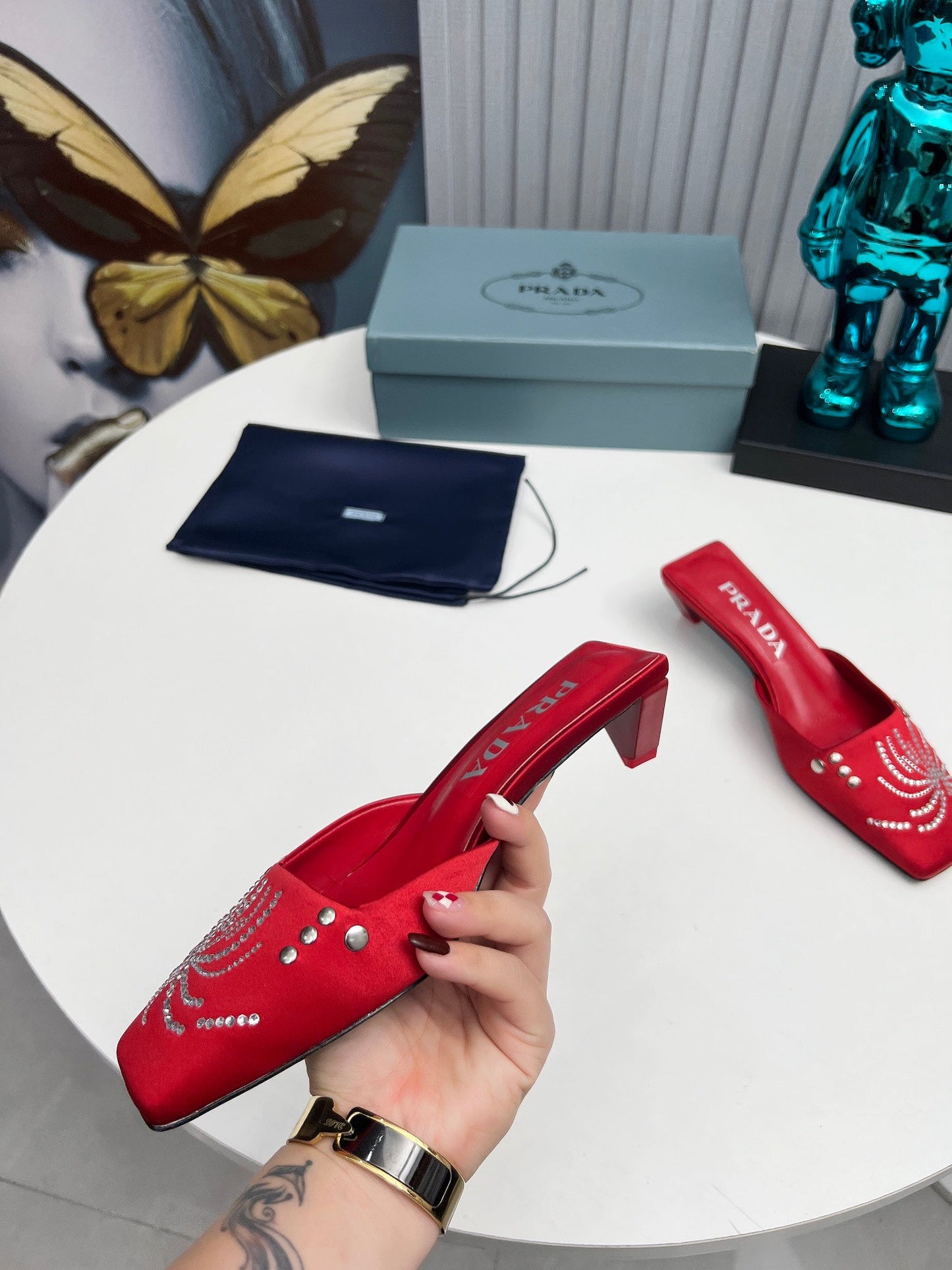 Prada 26SS Sandal 4cm Red Satin 680970