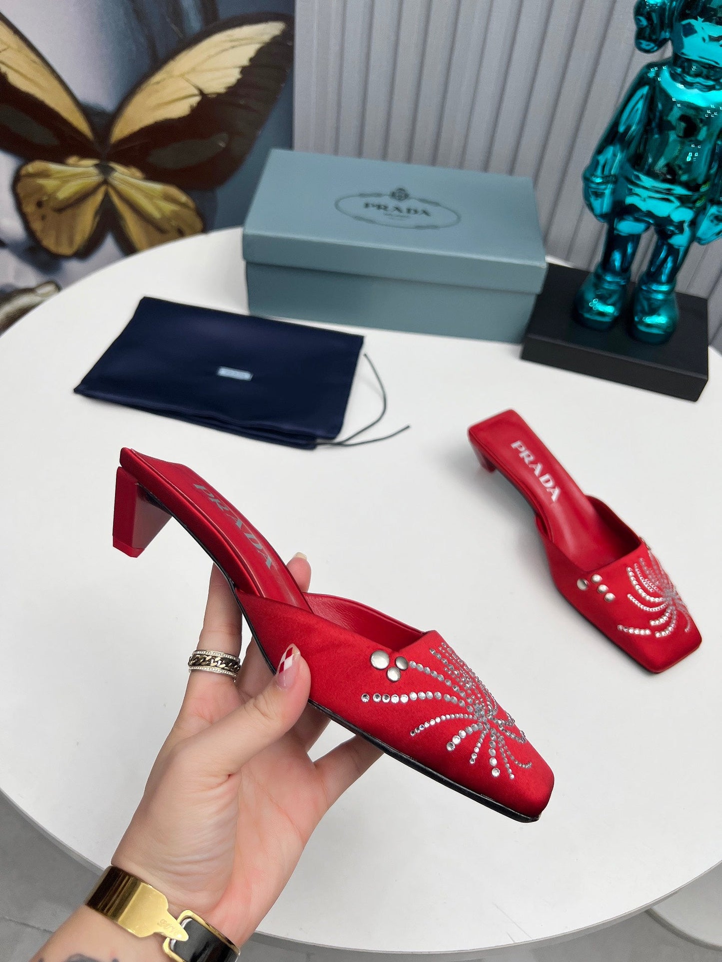 Prada 26SS Sandal 4cm Red Satin 680970