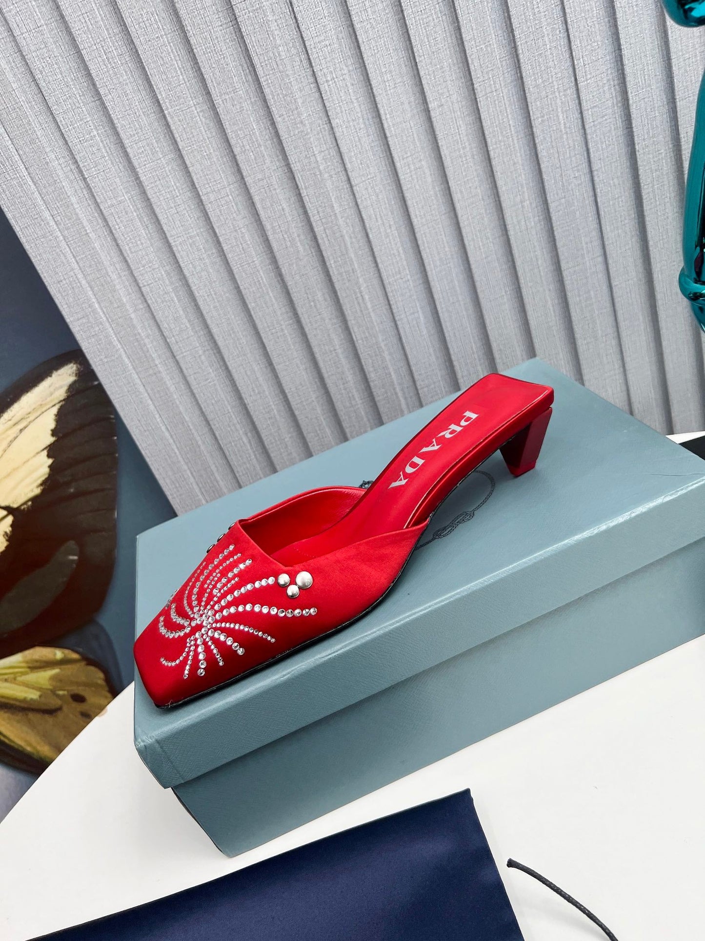 Prada 26SS Sandal 4cm Red Satin 680970