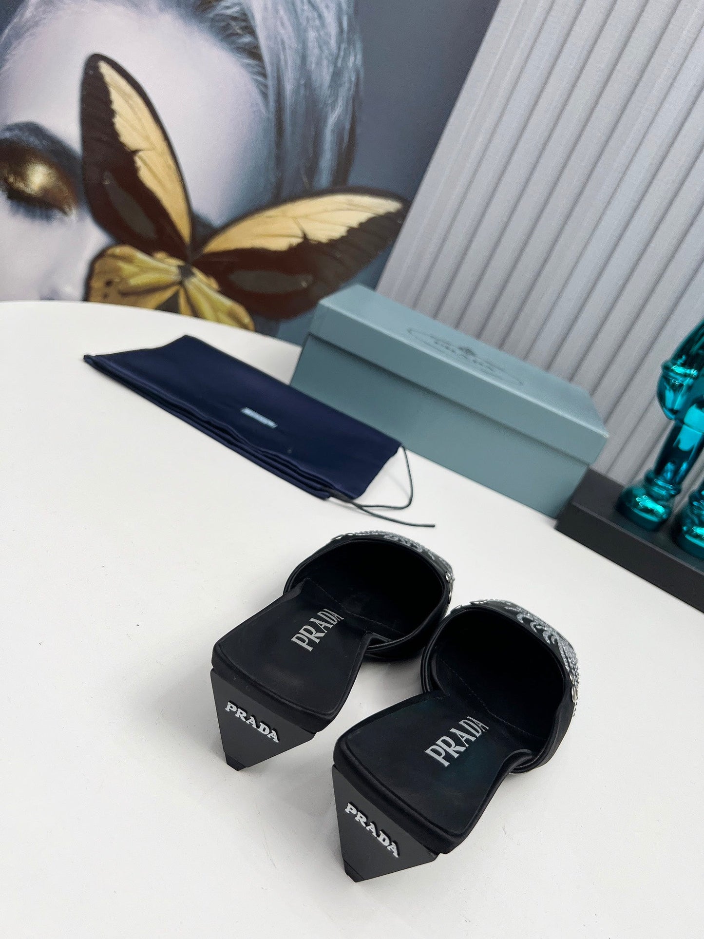 Prada 26SS Sandal 4cm Black Satin 680971