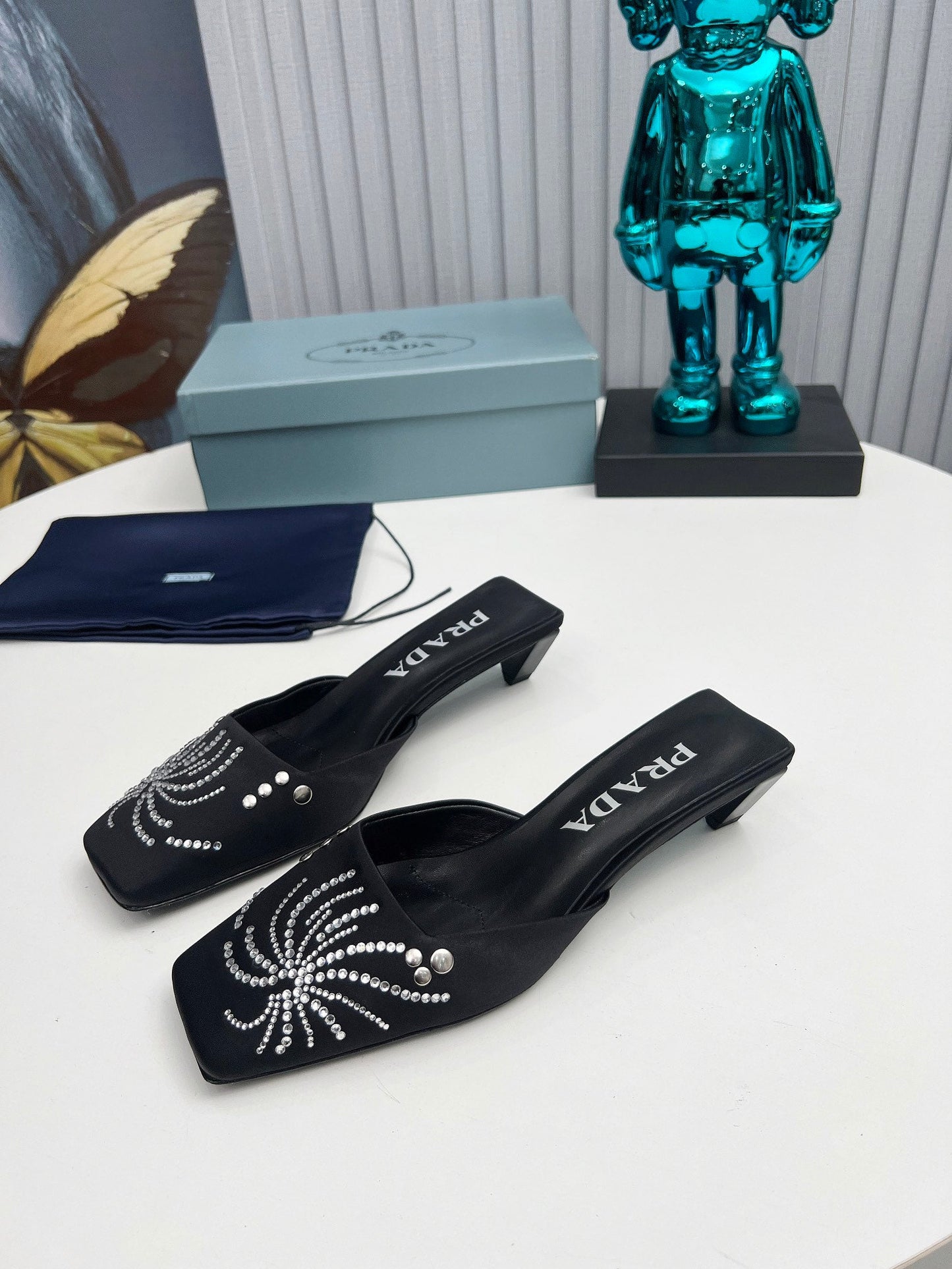 Prada 26SS Sandal 4cm Black Satin 680971