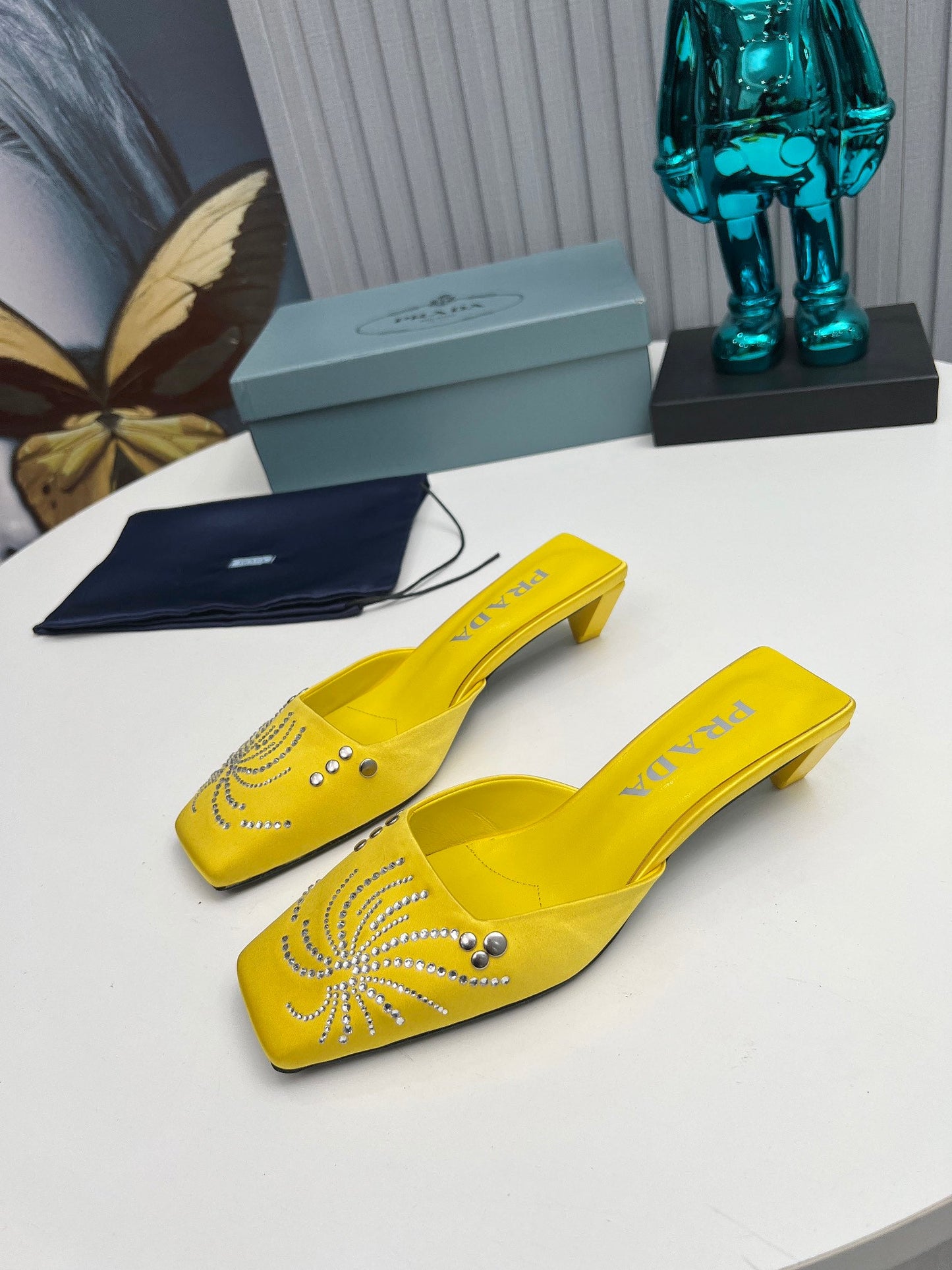 Prada 26SS Sandal 4cm Yellow Satin 680972