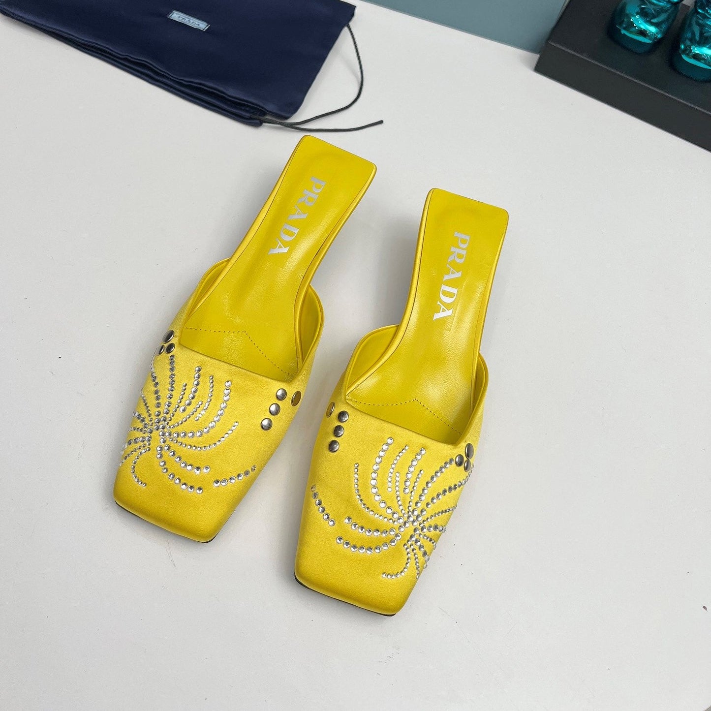 Prada 26SS Sandal 4cm Yellow Satin 680972