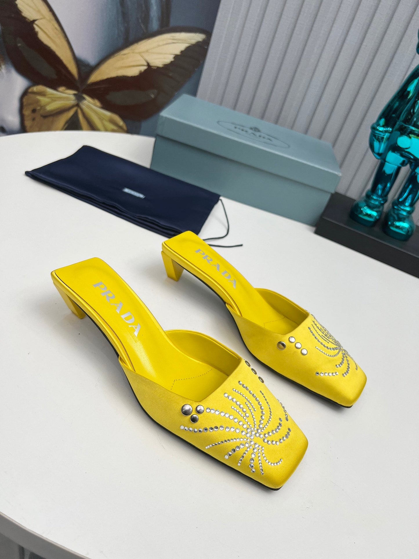 Prada 26SS Sandal 4cm Yellow Satin 680972
