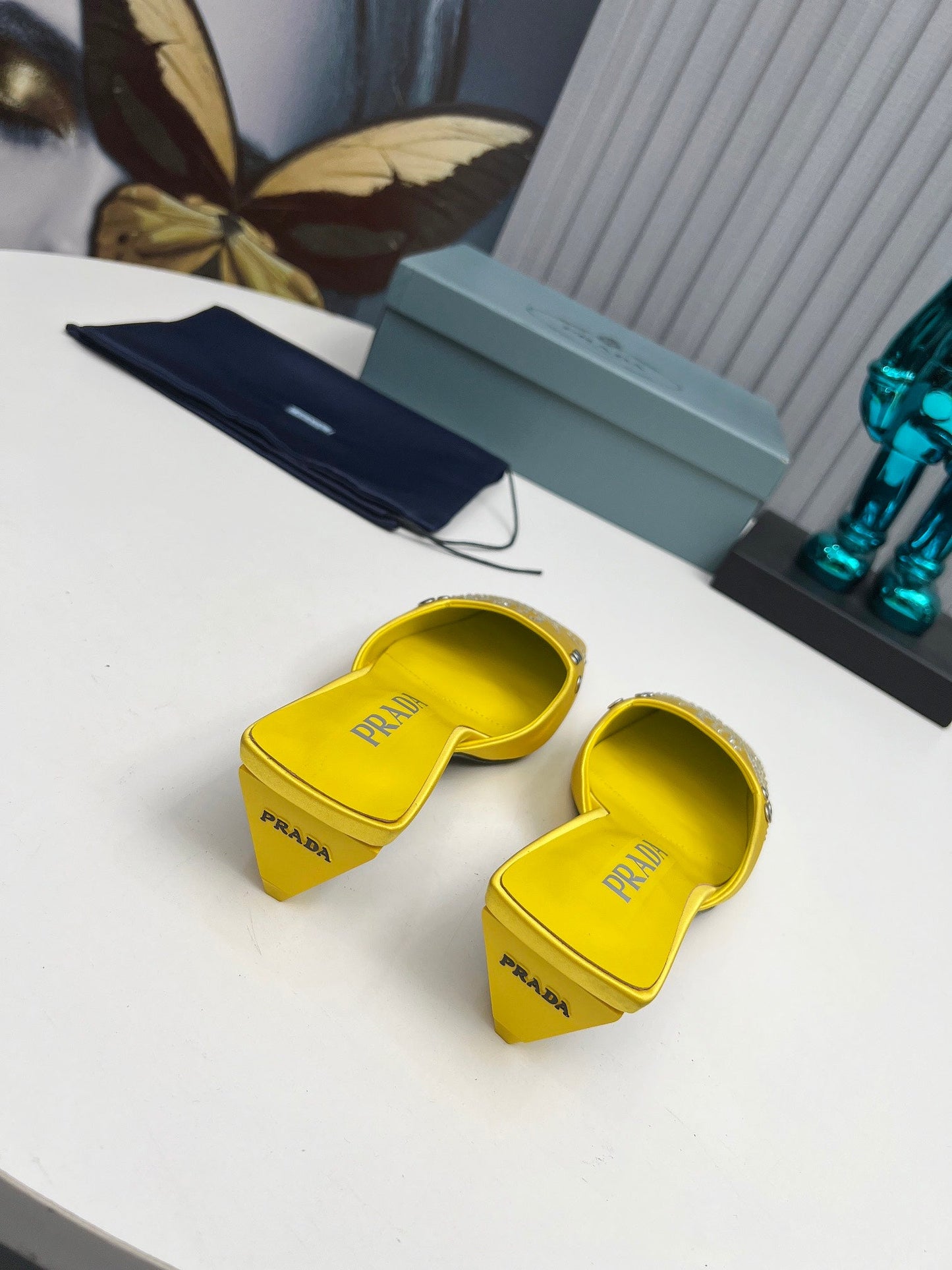 Prada 26SS Sandal 4cm Yellow Satin 680972