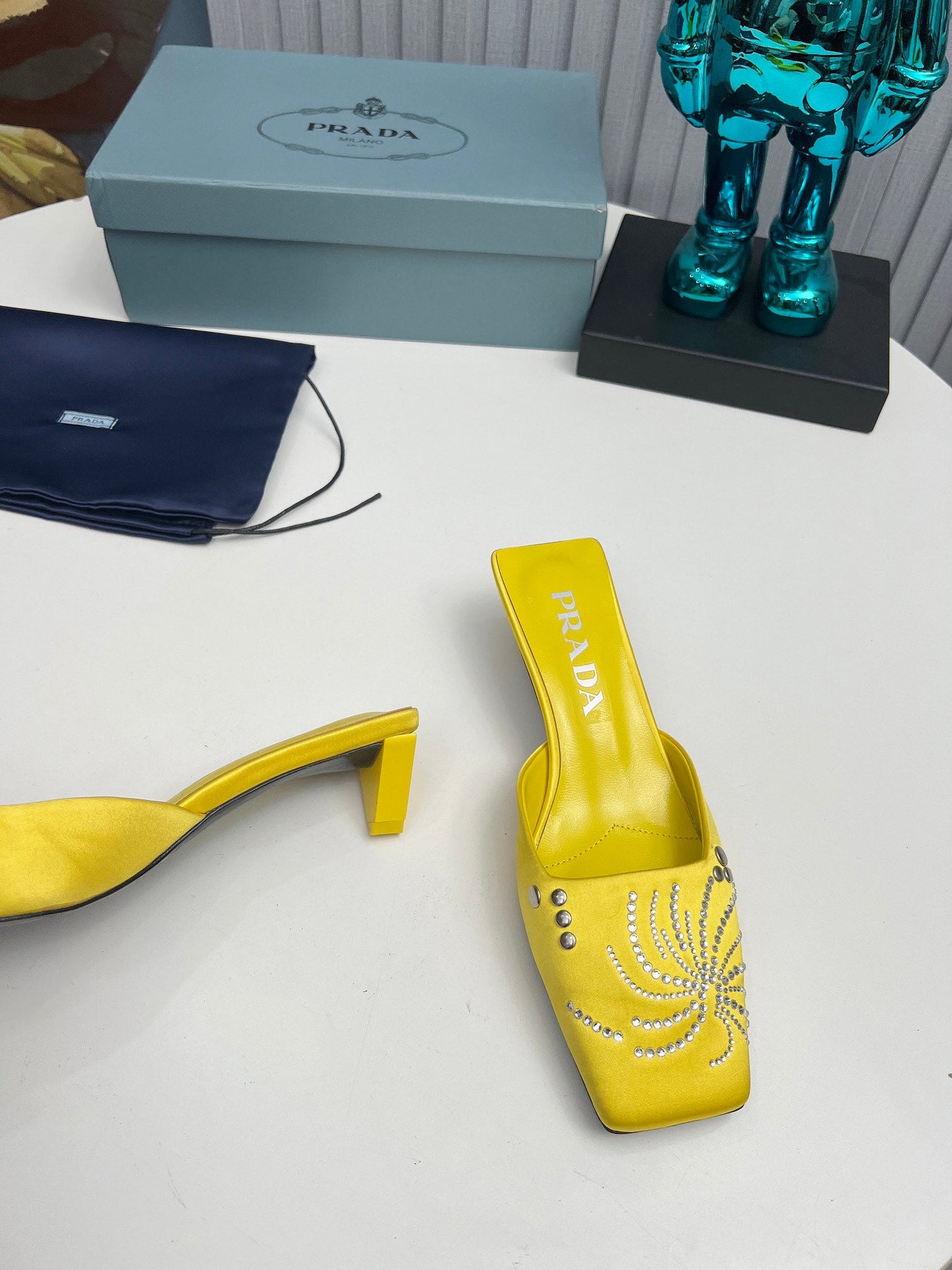 Prada 26SS Sandal 4cm Yellow Satin 680972