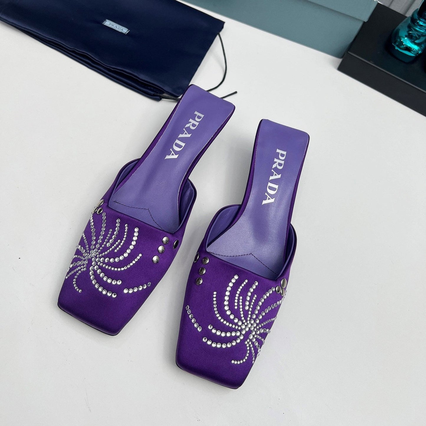 Prada 26SS Sandal 4cm Purple Satin 680974
