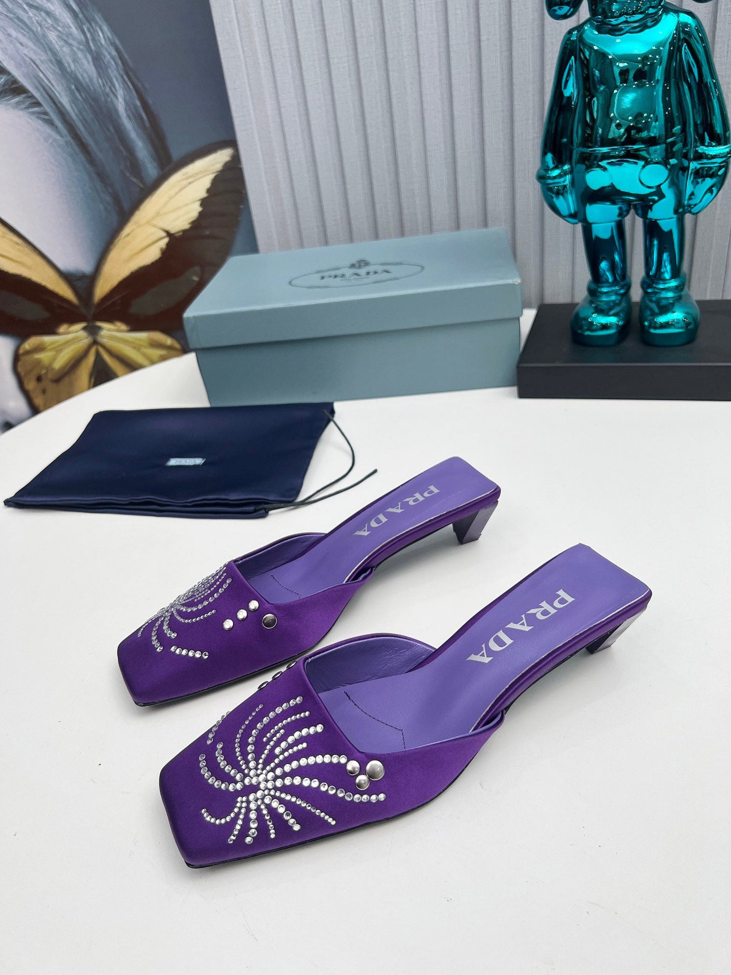 Prada 26SS Sandal 4cm Purple Satin 680974