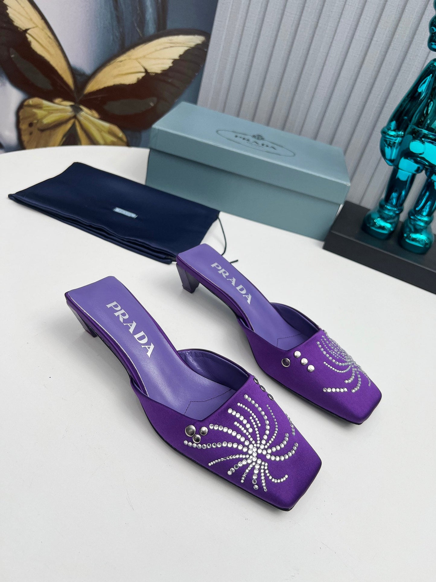 Prada 26SS Sandal 4cm Purple Satin 680974