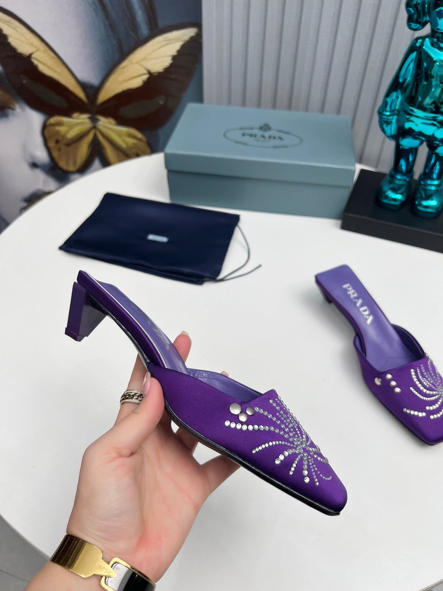 Prada 26SS Sandal 4cm Purple Satin 680974
