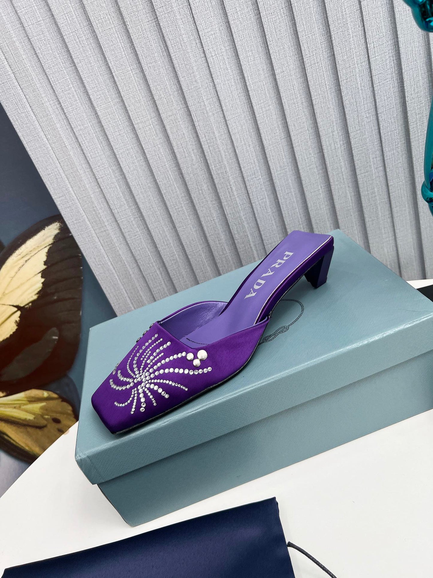 Prada 26SS Sandal 4cm Purple Satin 680974